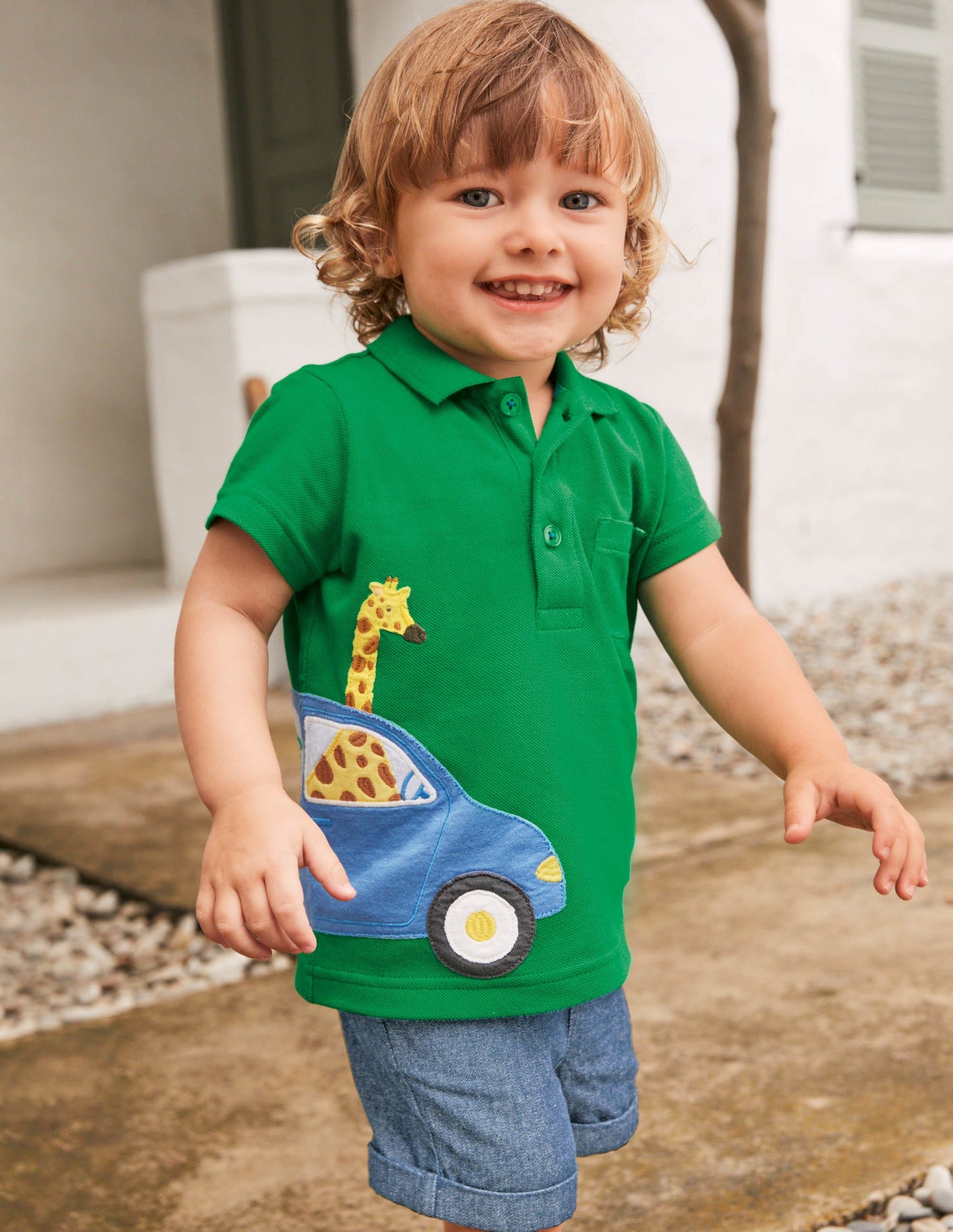 Fröhliches Piqué-Poloshirt-Baumgrün, Auto