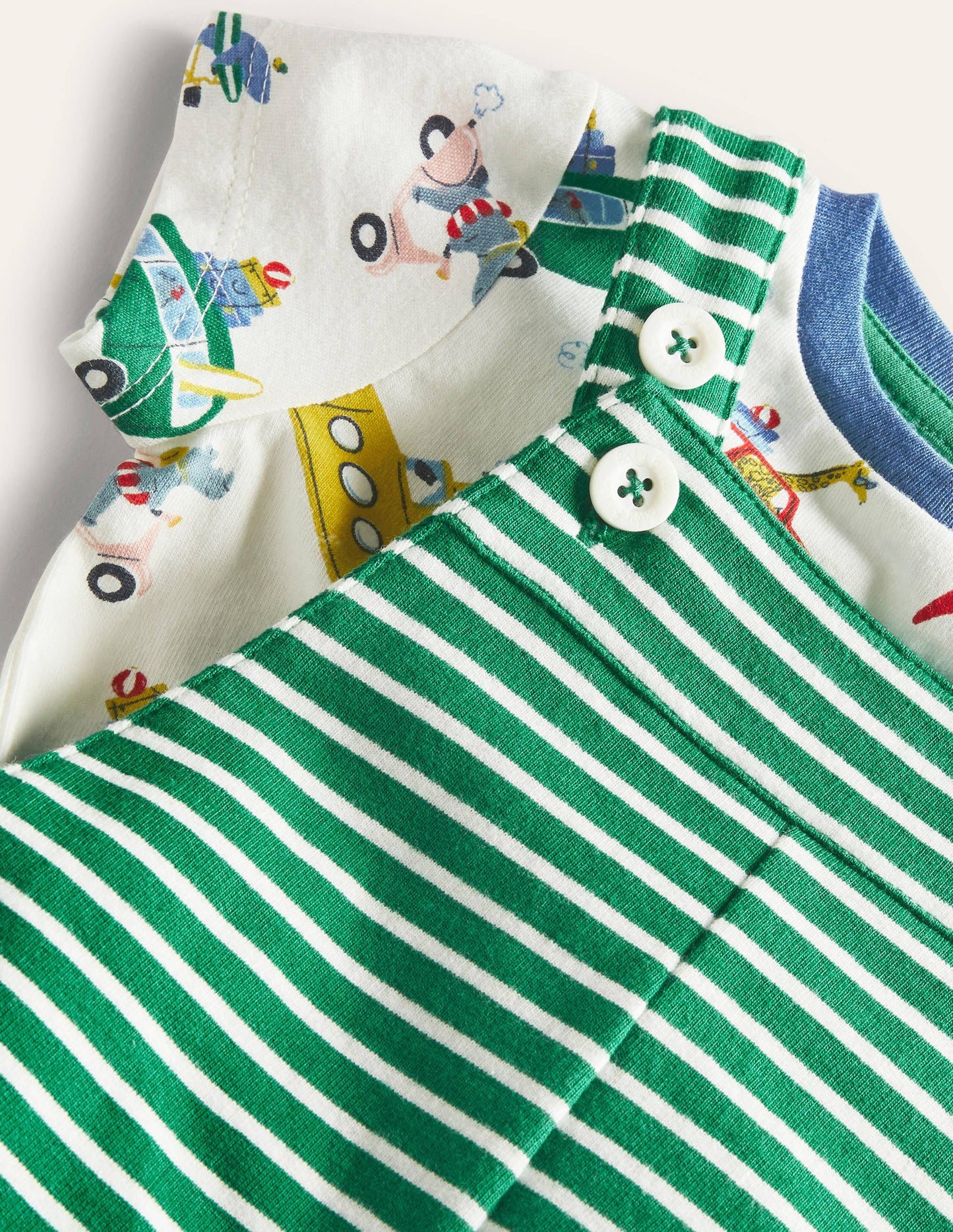 Ensemble estival avec salopette en jersey-Motif Animal Adventures multi