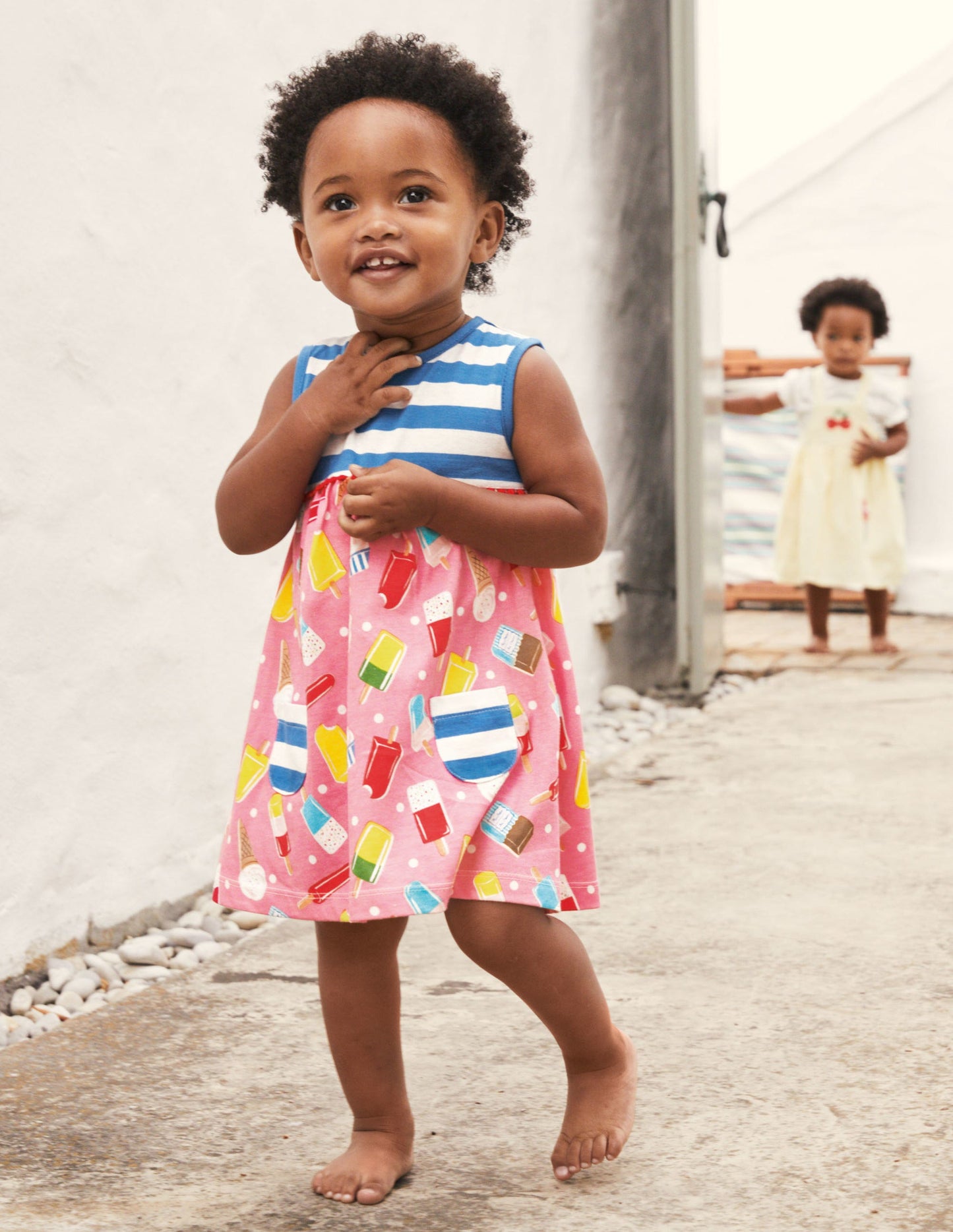 Robe en jersey à imprimé-Glaces limonade rose
