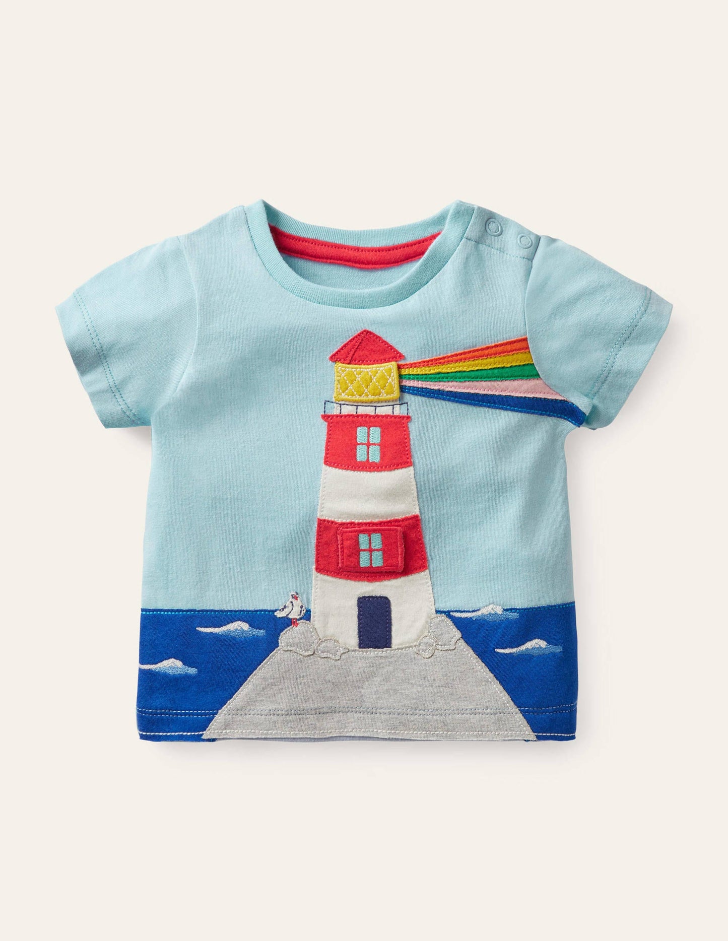 T-Shirt mit Tierabenteuern zum Aufklappen-Provence-Blau, Leuchtturm
