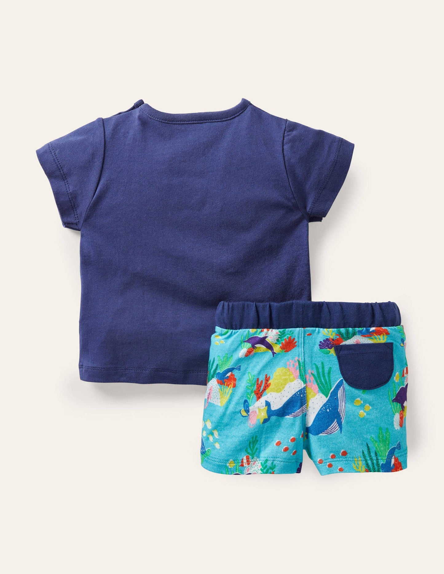 Shorts mit Urlaubsapplikation im Set-Meerblau, Unterwassermotiv
