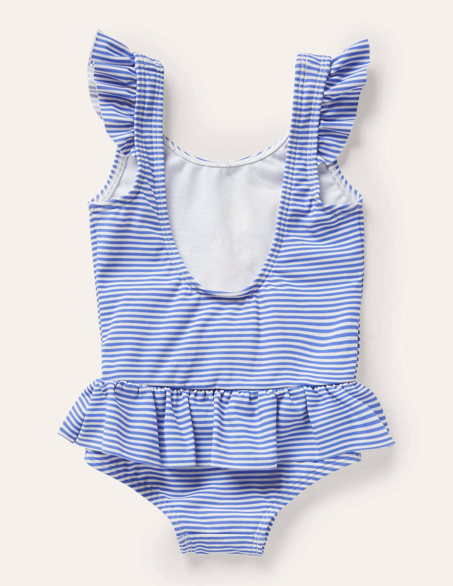 Badeanzug mit gerüschter Taille-Golfblau/Naturweiß, Giraffe