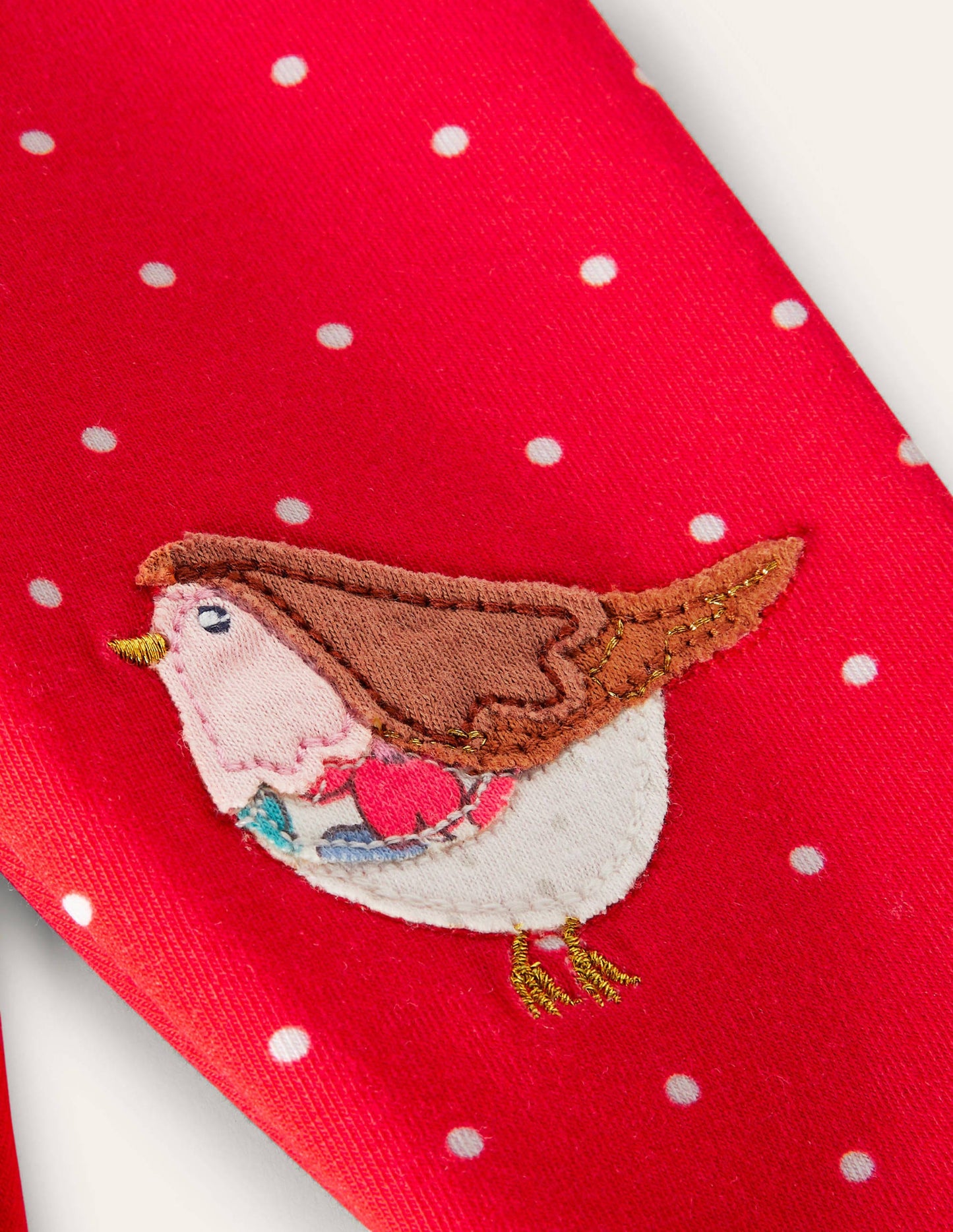 Leggings mit weihnachtlicher Applikation-Rockabilly-Rot, Getupft/Rotkehlchen