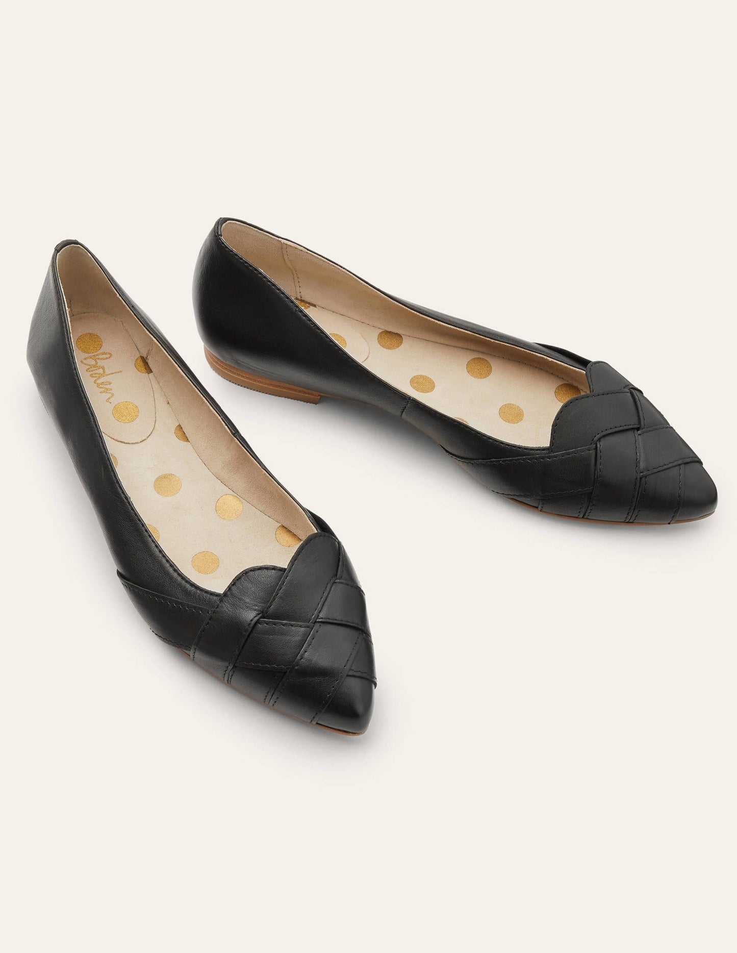 Woven Toe Ballerinas-Black