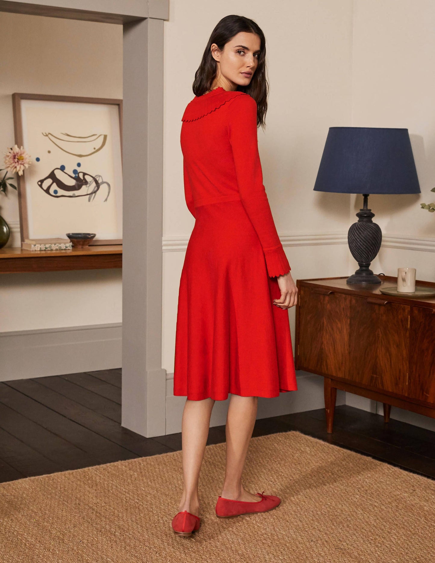 Abercorn Strickkleid-Kirschrot