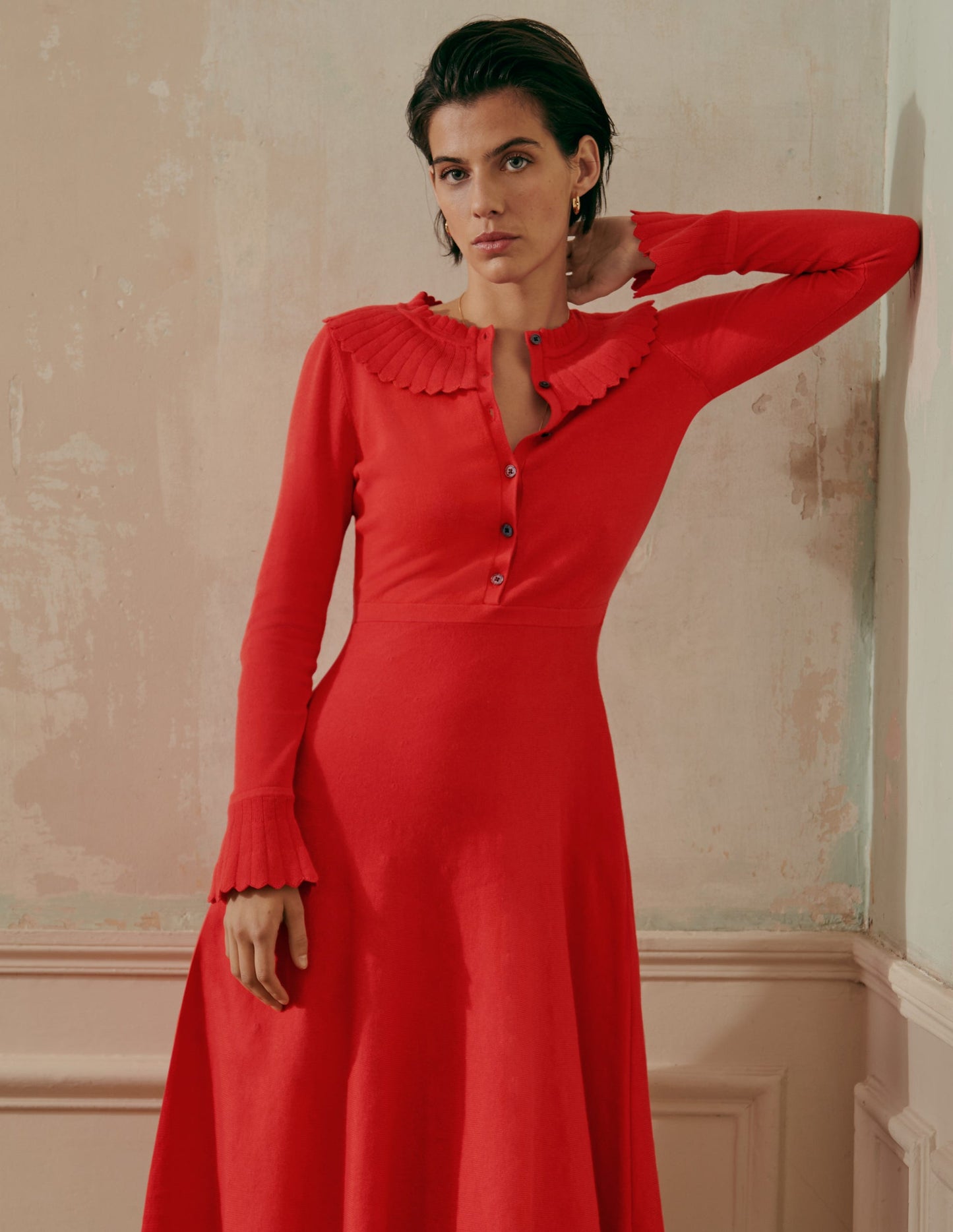 Abercorn Strickkleid-Kirschrot