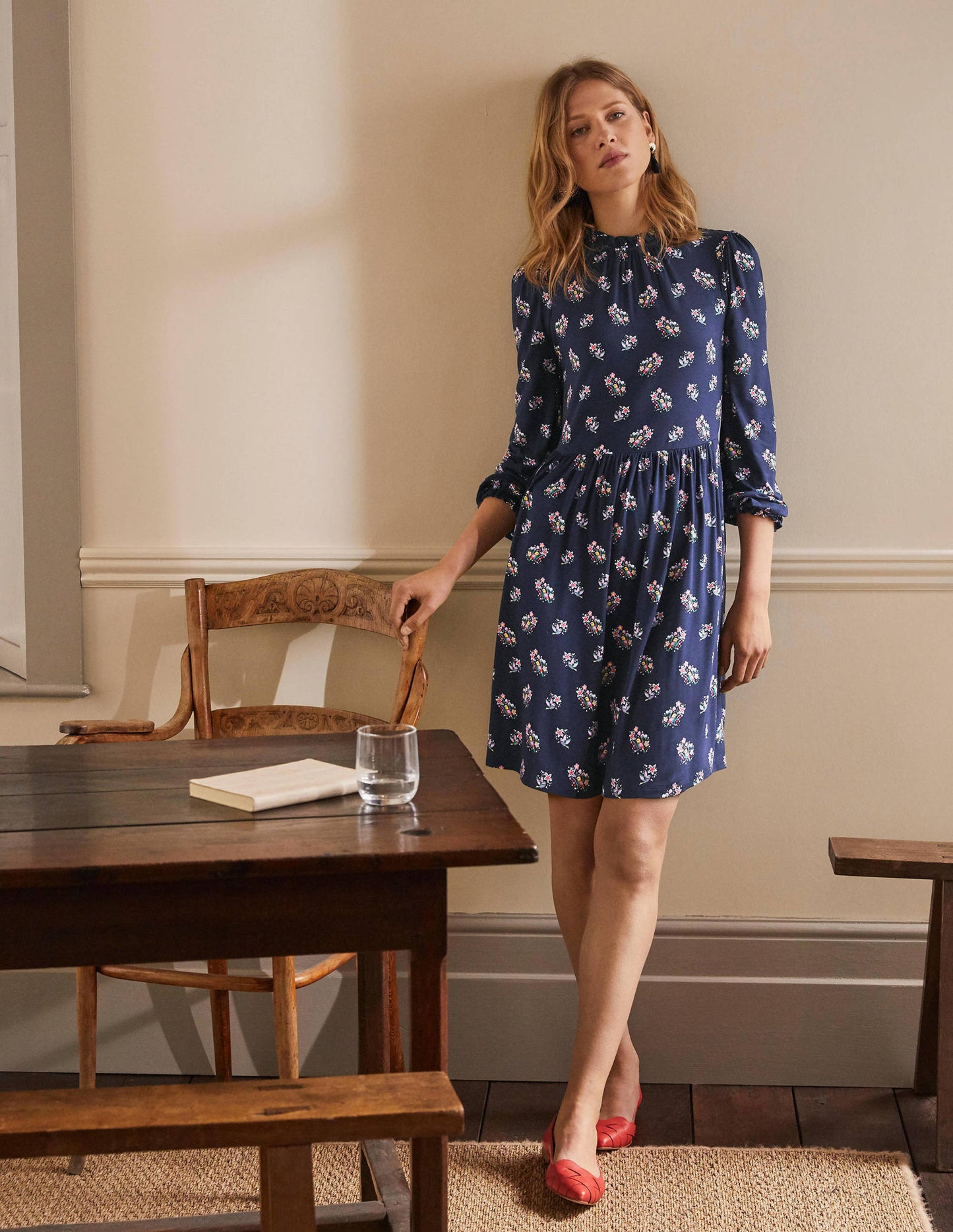 Clara Jerseykleid-Navy, Zarte Vögel