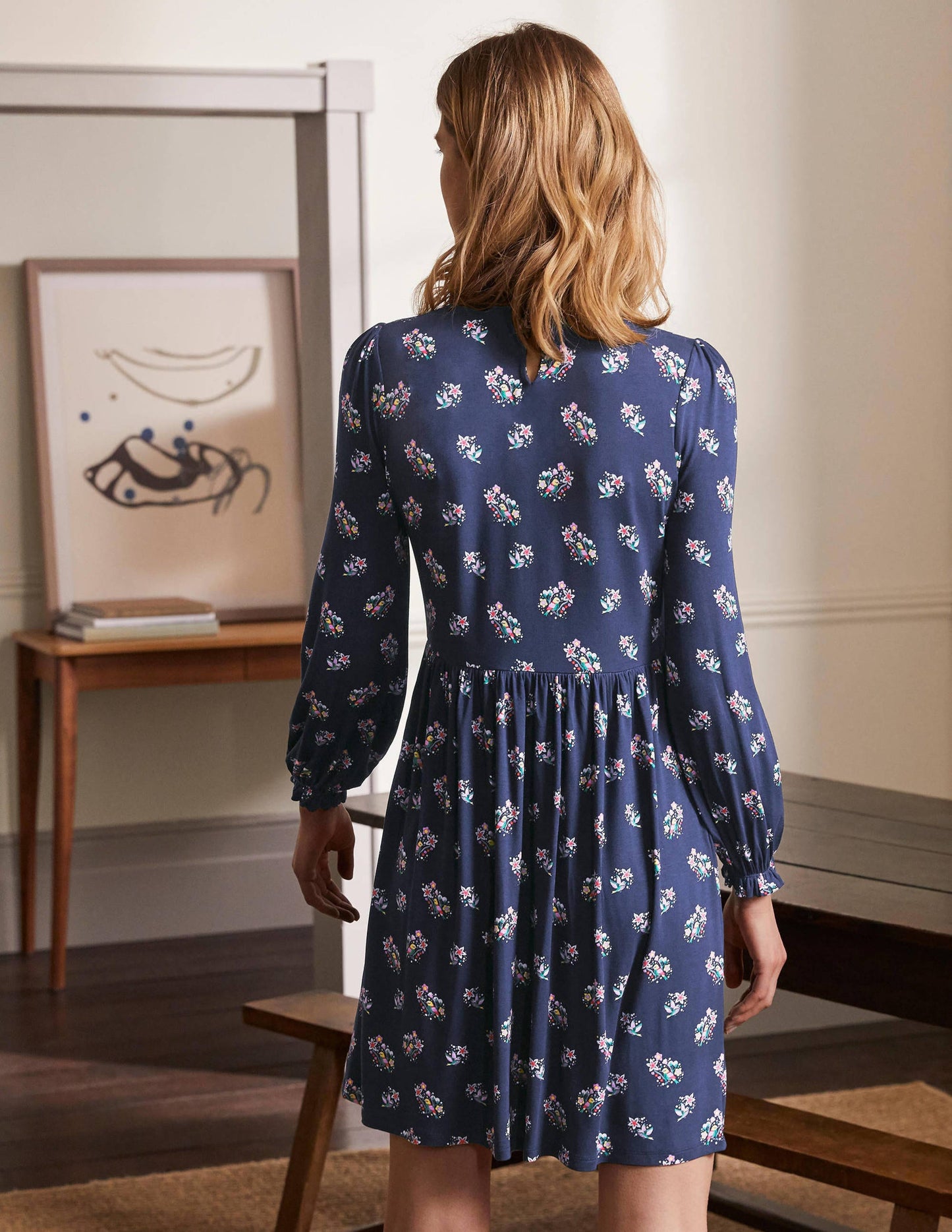 Clara Jerseykleid-Navy, Zarte Vögel