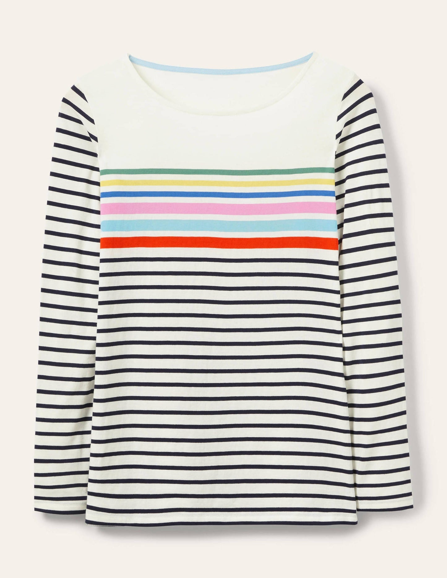 Langärmliges Bretonshirt-Regenbogen auf der Brust