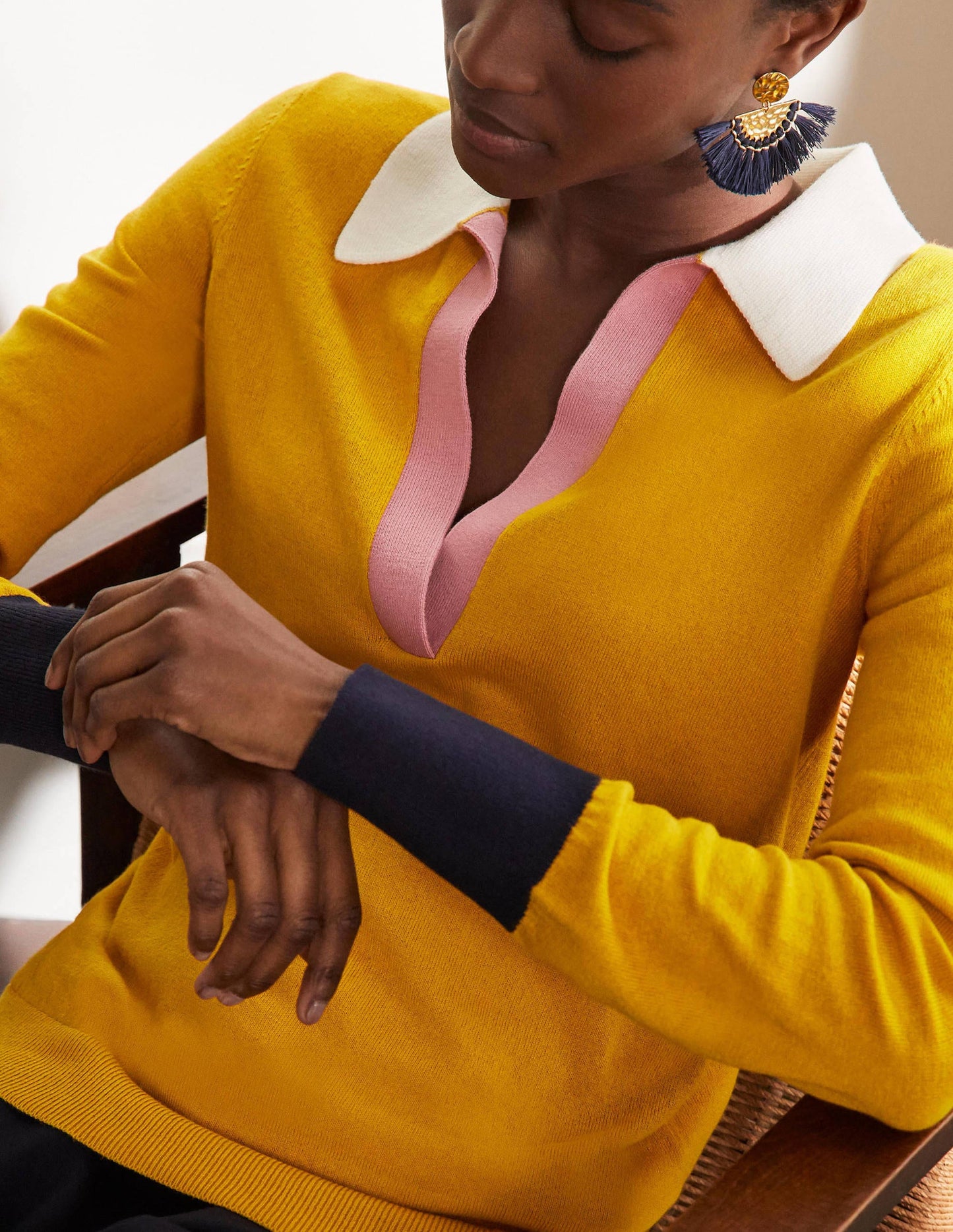 Pullover mit Kragen-Sonnengelb