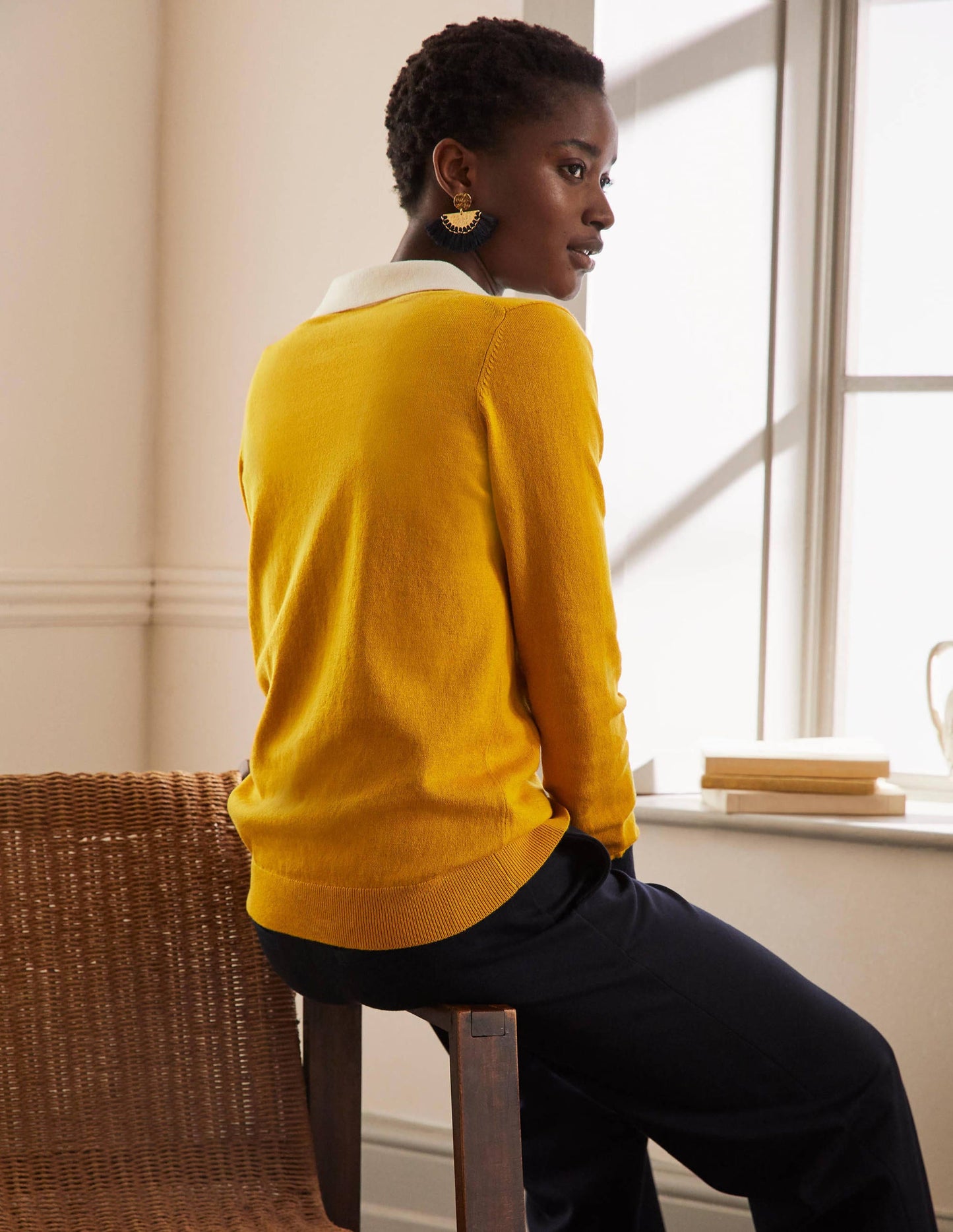 Pullover mit Kragen-Sonnengelb