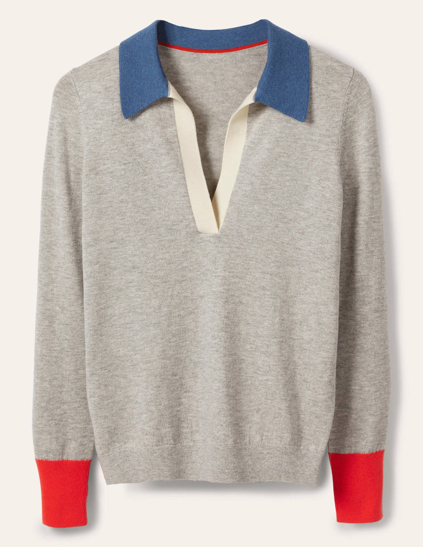 Pullover mit Kragen-Grau Melange