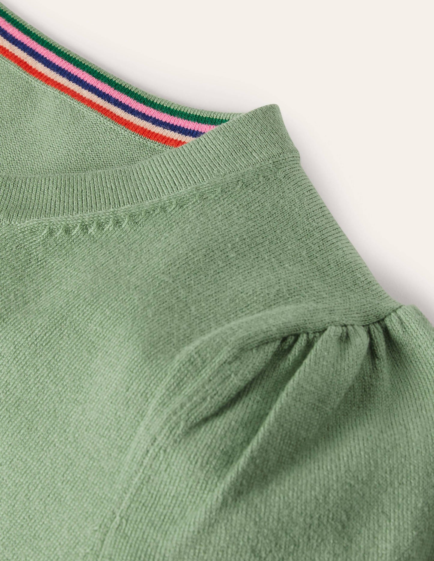 Cotton Crew Neck Cardigan-Duck Egg