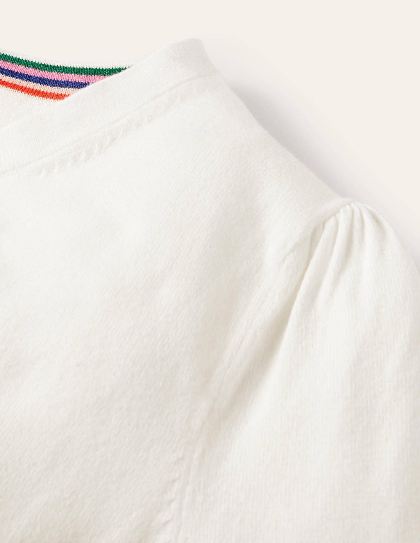 Cotton Crew Neck Cardigan-Ivory