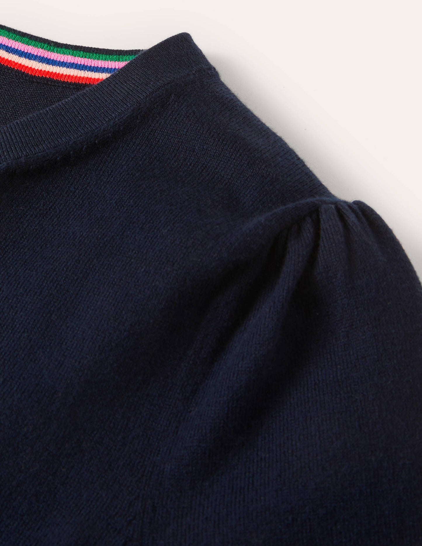 Cotton Crew Neck Cardigan-Navy