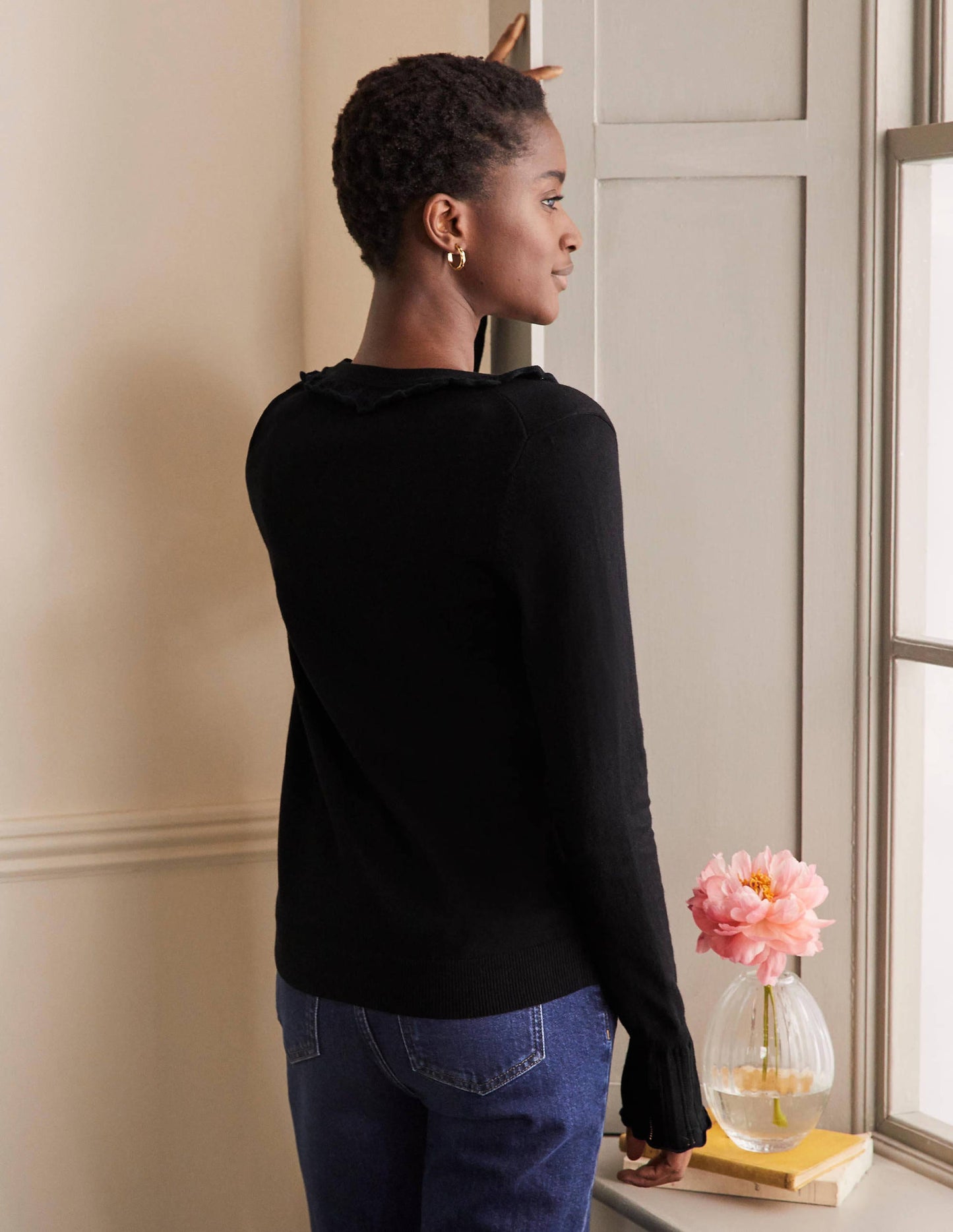Aimee Pointelle-Pullover-Schwarz