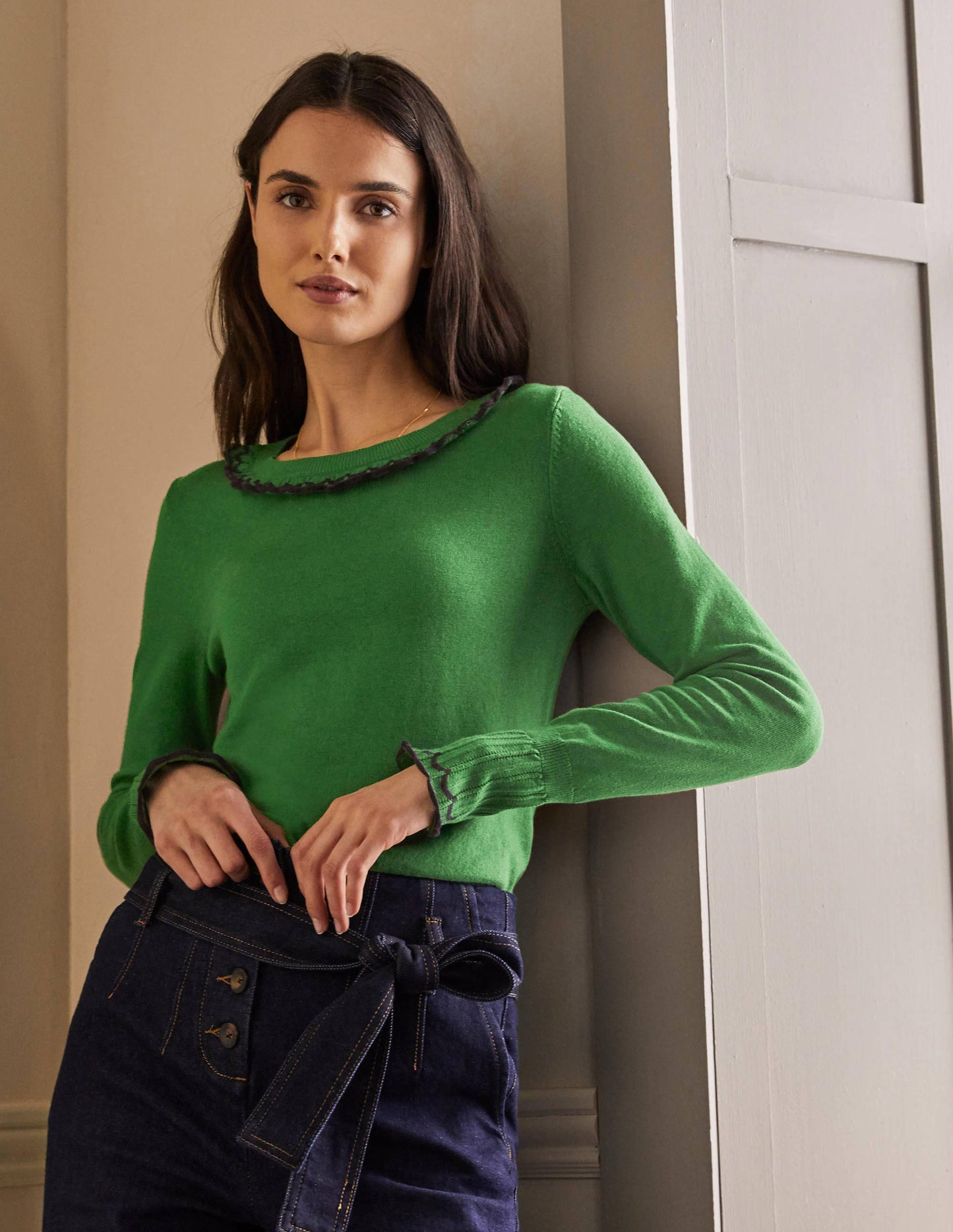 Aimee Pointelle-Pullover-Tannengrün