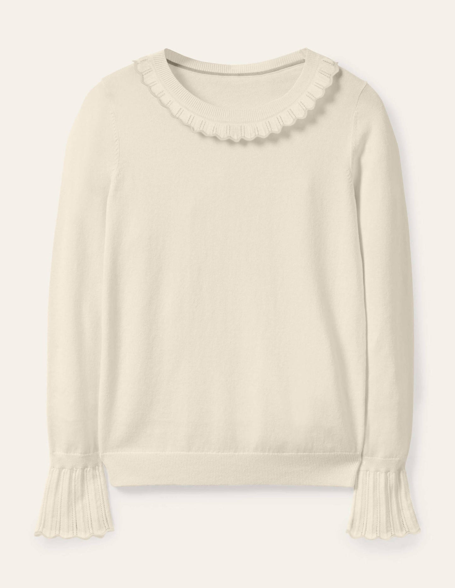Aimee Pointelle-Pullover-Naturweiß