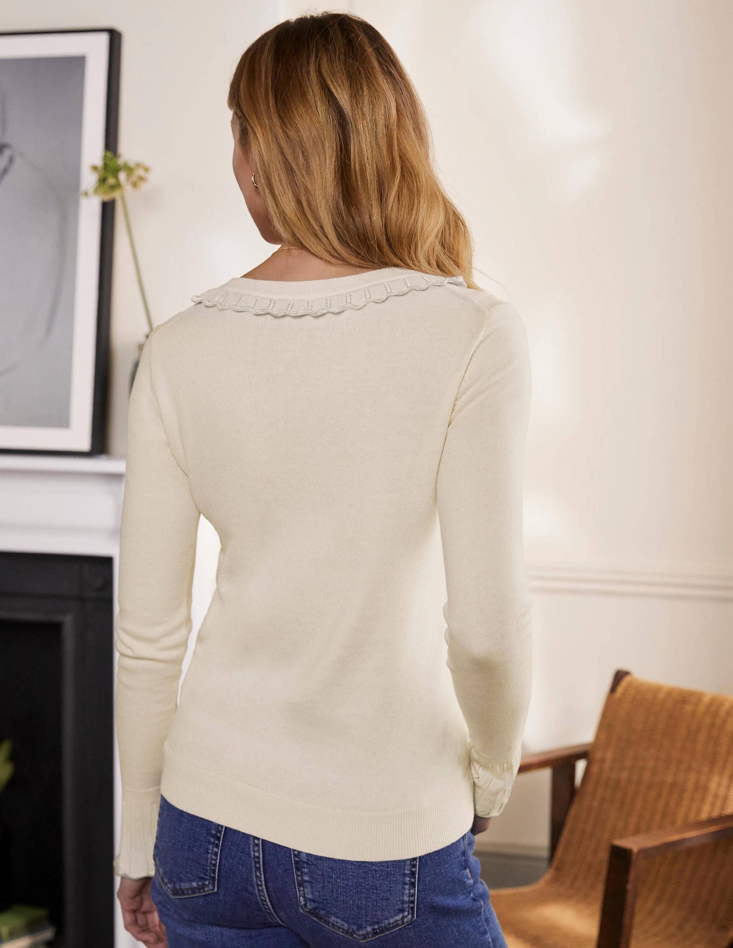 Aimee Pointelle-Pullover-Naturweiß