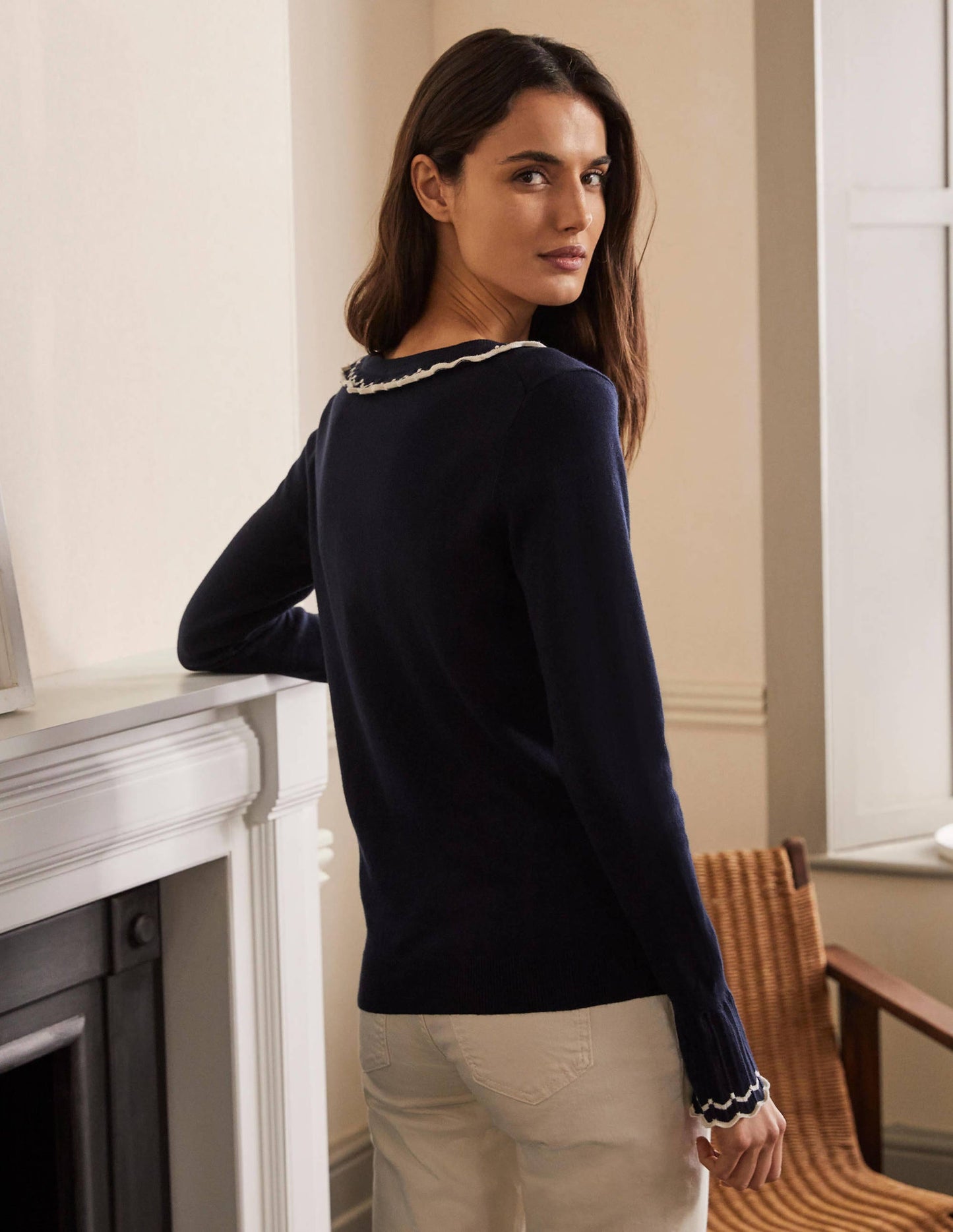 Aimee Pointelle-Pullover-Marineblau