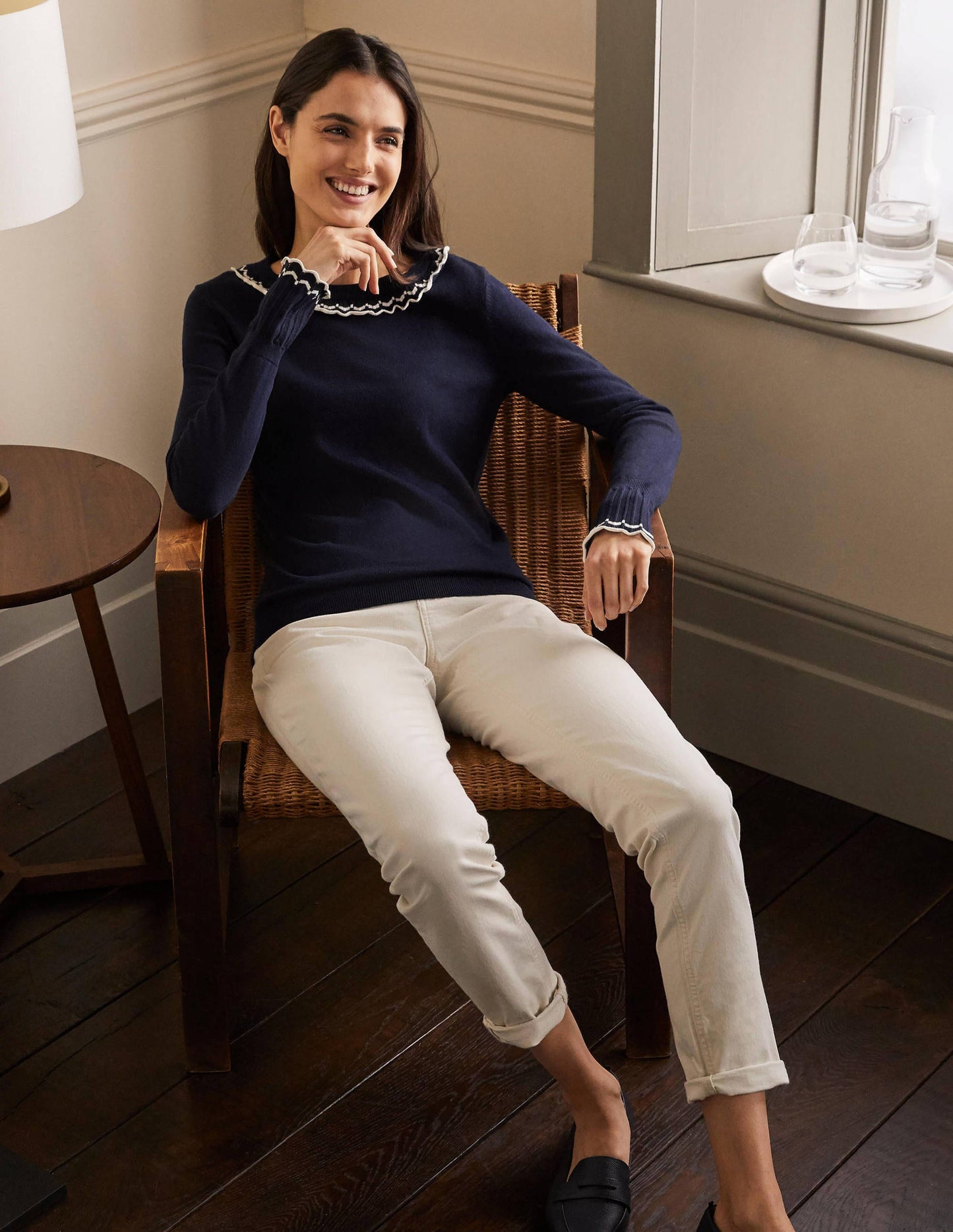 Aimee Pointelle-Pullover-Marineblau
