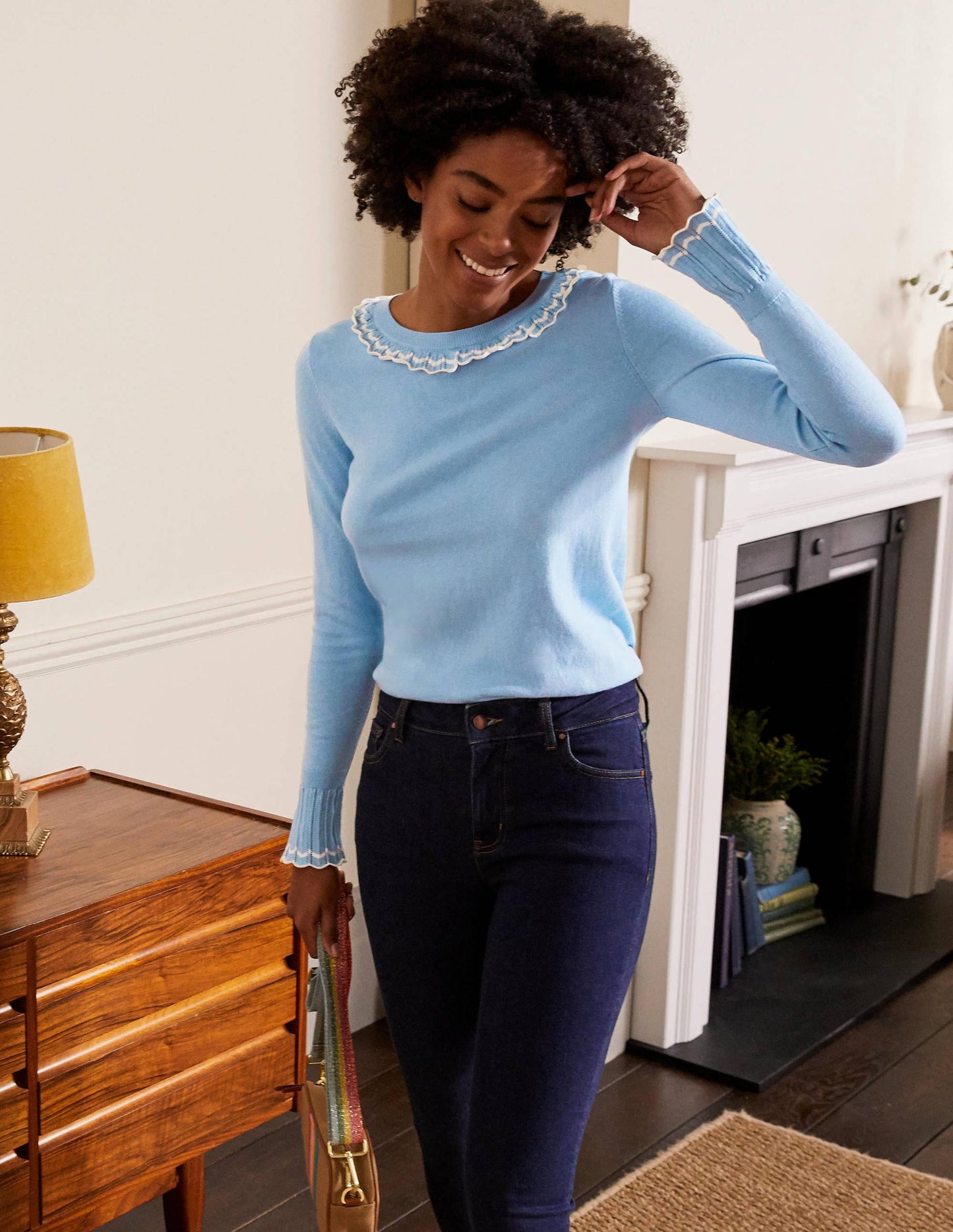Aimee Pointelle-Pullover-Eisblau