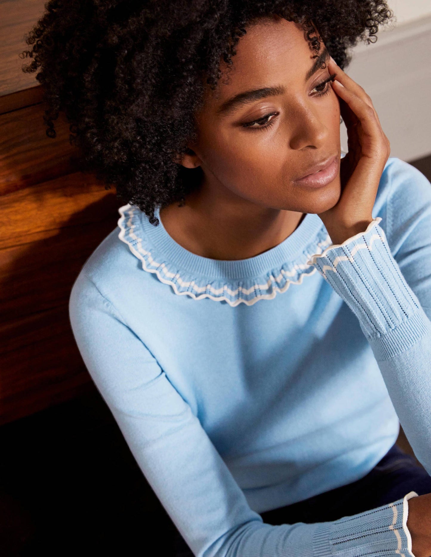 Aimee Pointelle-Pullover-Eisblau