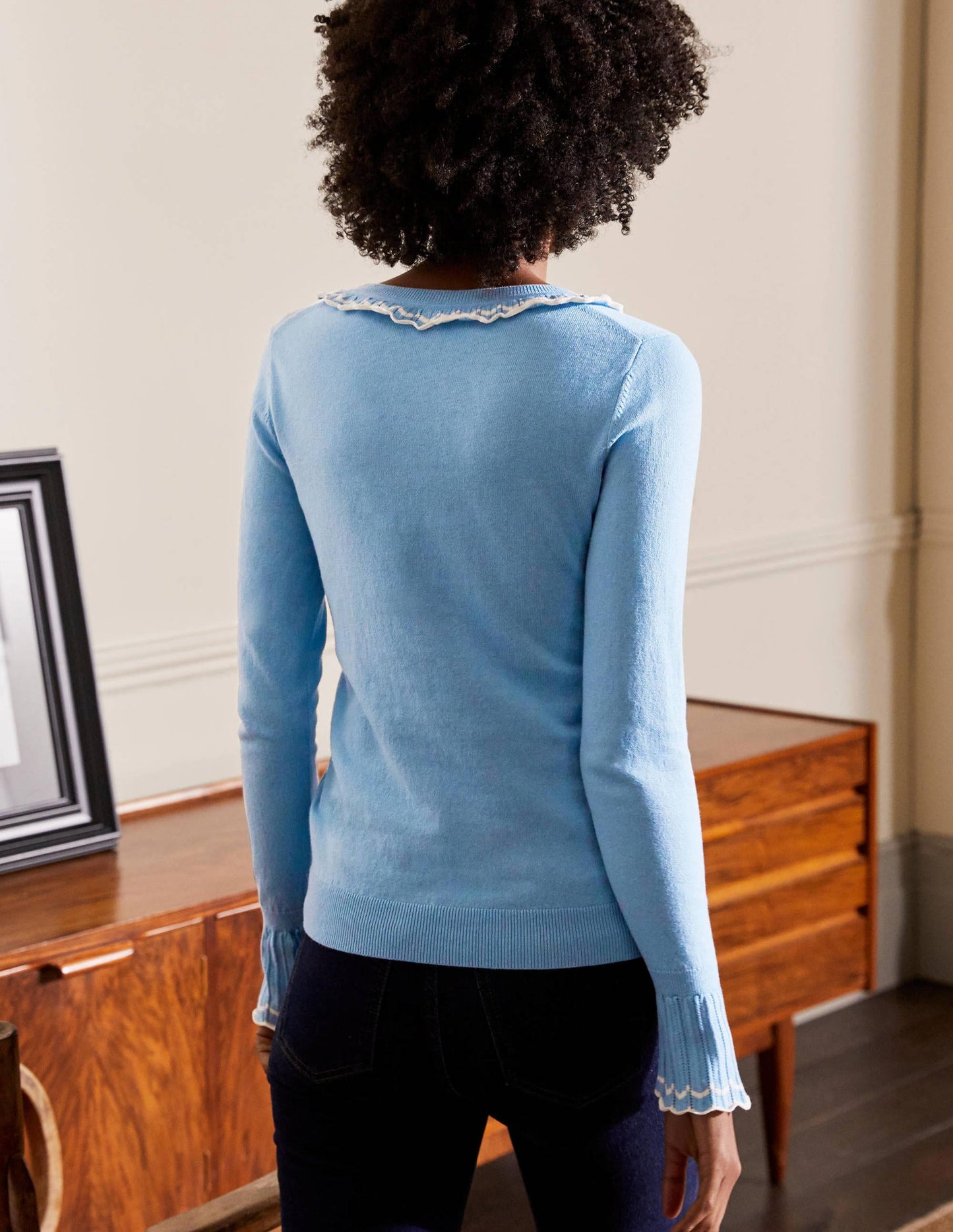 Aimee Pointelle-Pullover-Eisblau