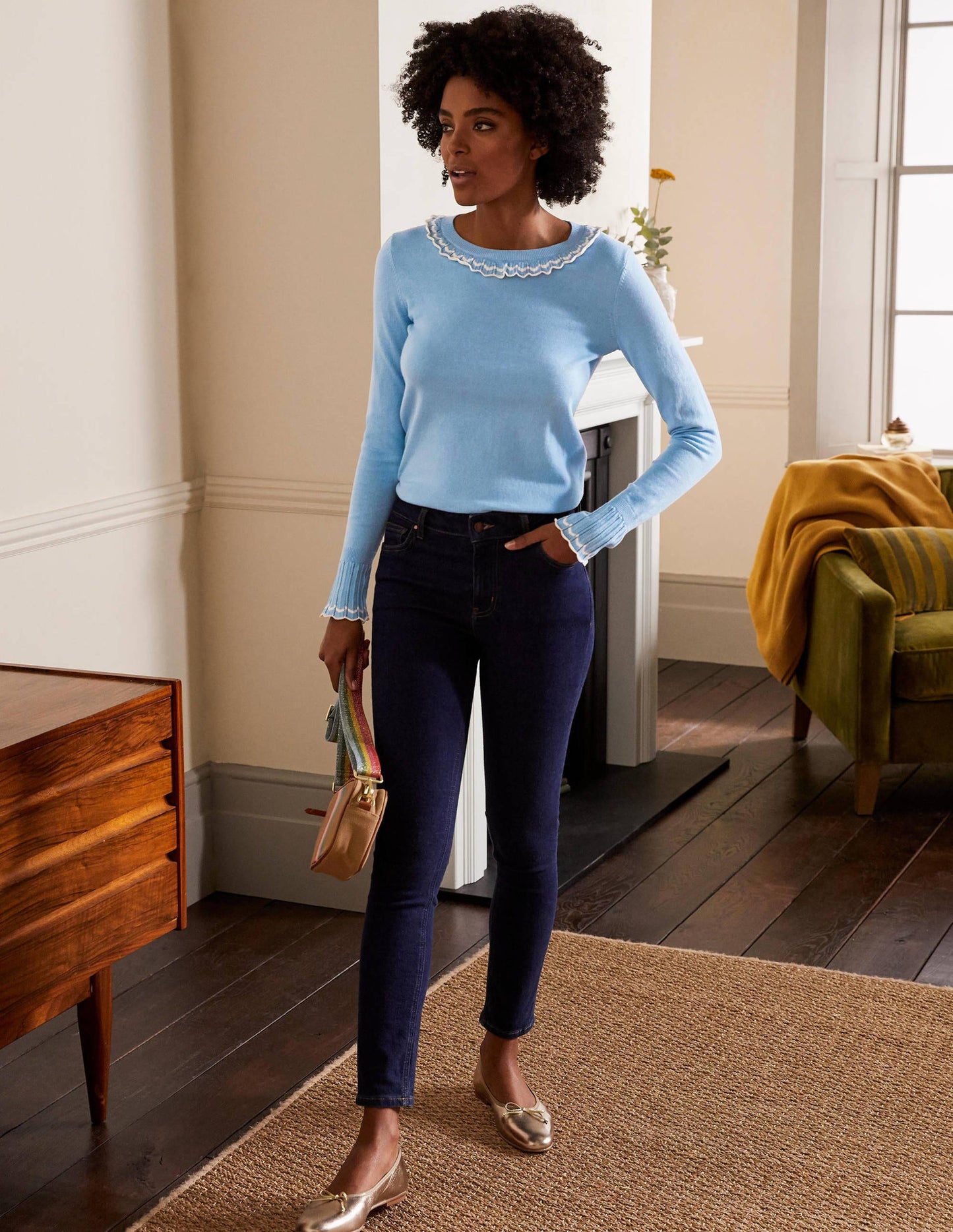Aimee Pointelle-Pullover-Eisblau