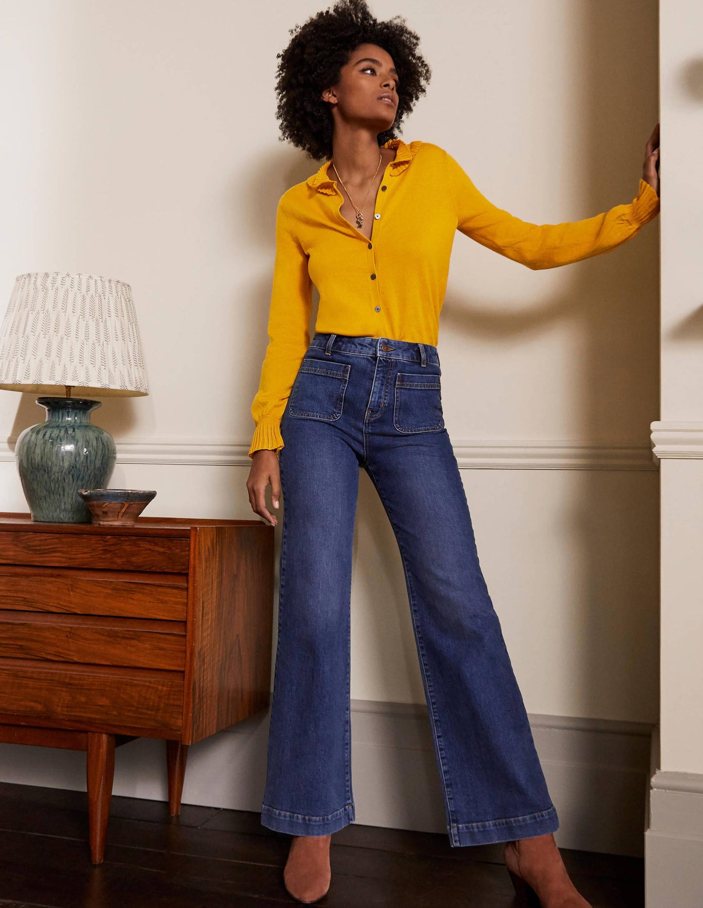 Frederica Pointelle-Cardigan-Sonnengelb