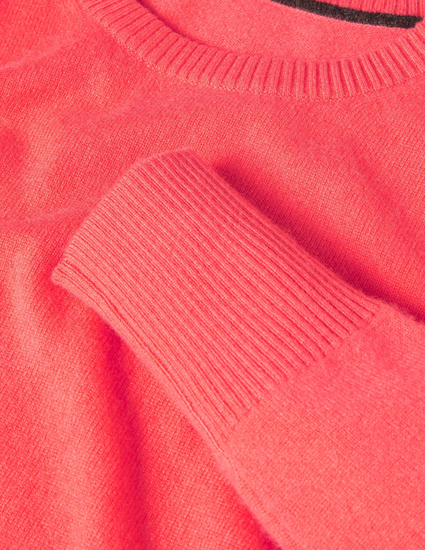 Kaschmirpullover mit Rundhalsausschnitt-Korallenrot