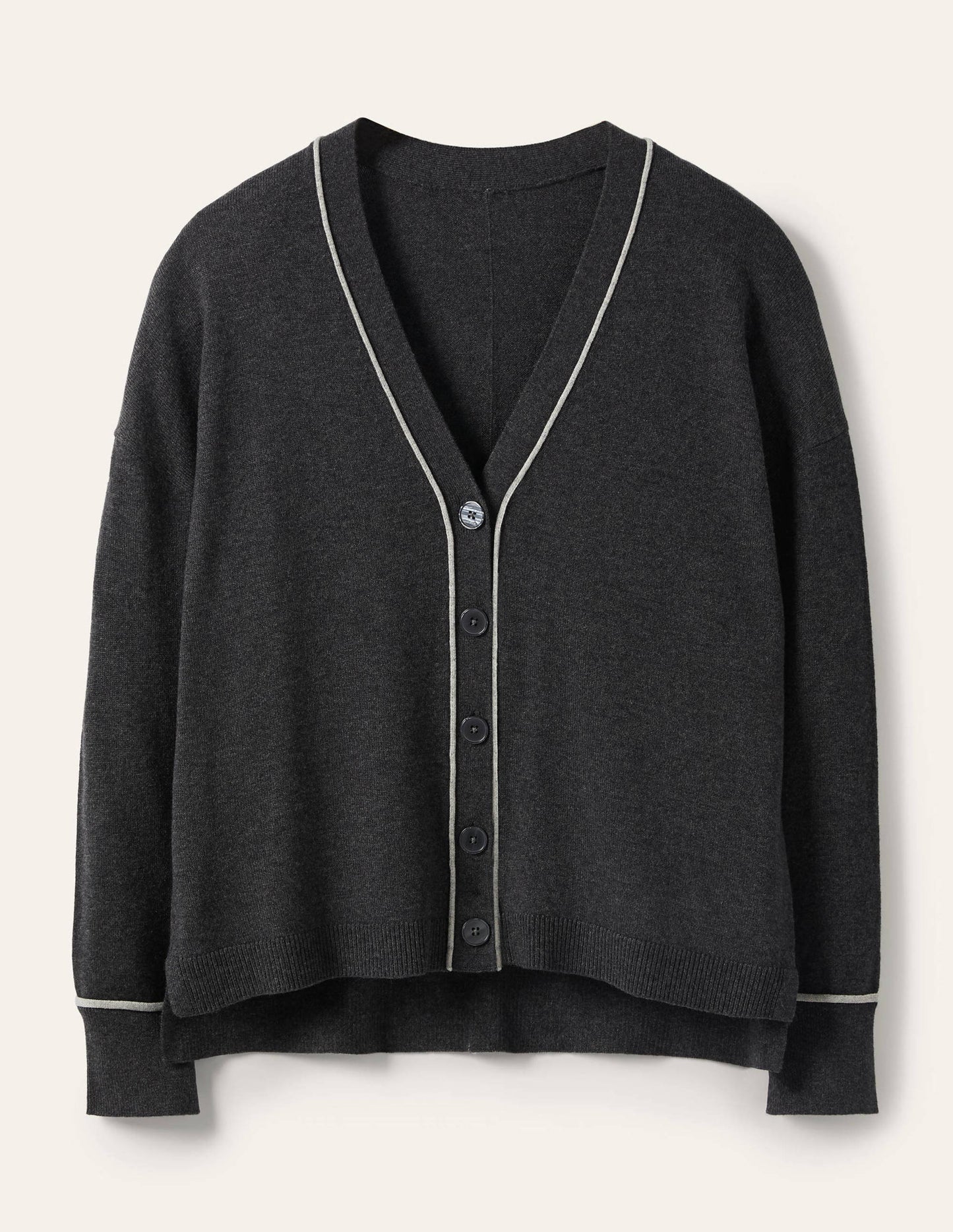 Lässiger Cardigan mit V-Ausschnitt-Anthrazit Melange