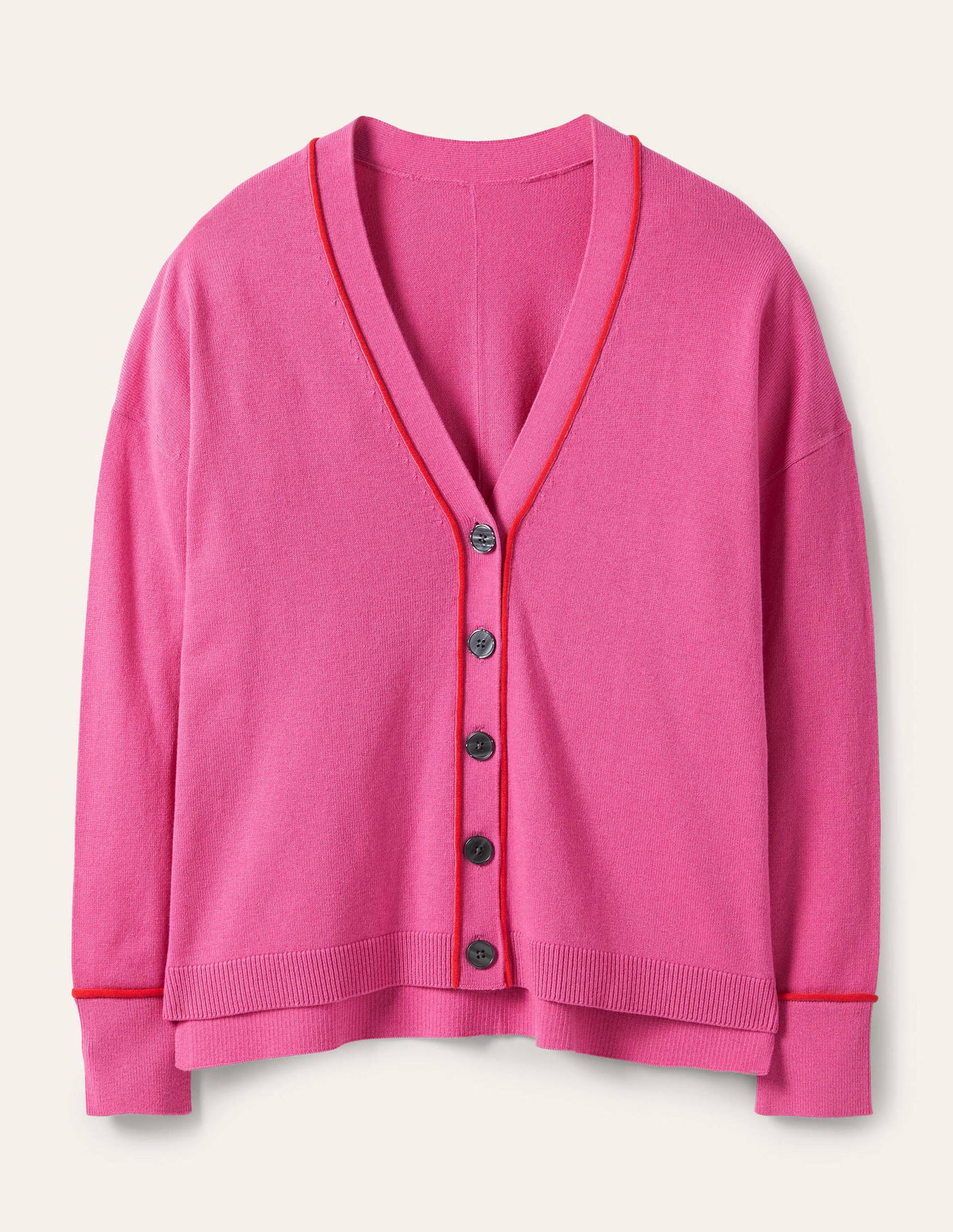 Lässiger Cardigan mit V-Ausschnitt-Zuckerstangenrosa