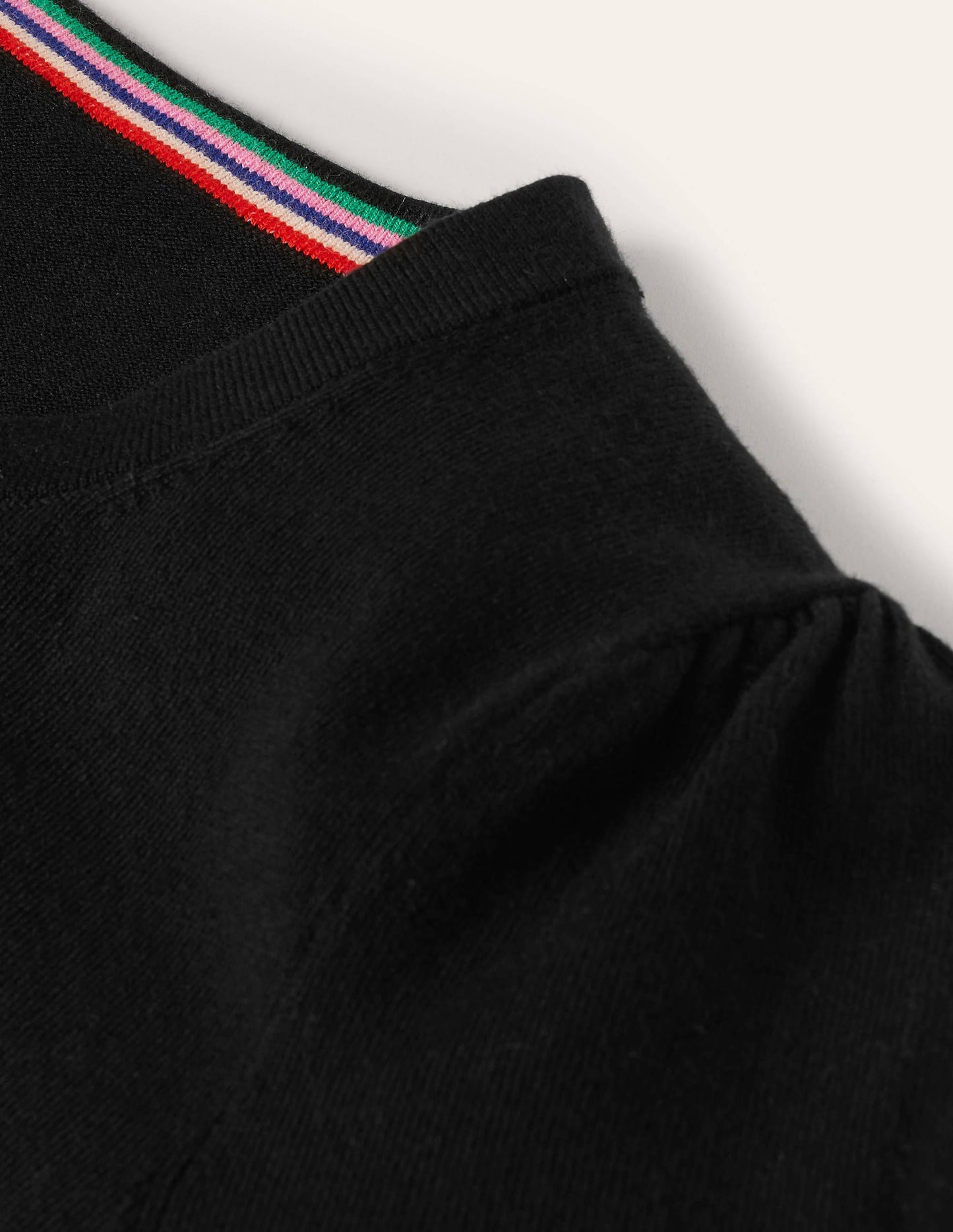 Cotton Crew Knitted Top-Black