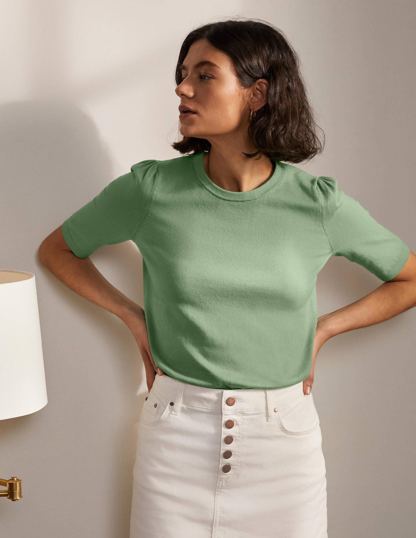 Cotton Crew Knitted Top-Duck Egg