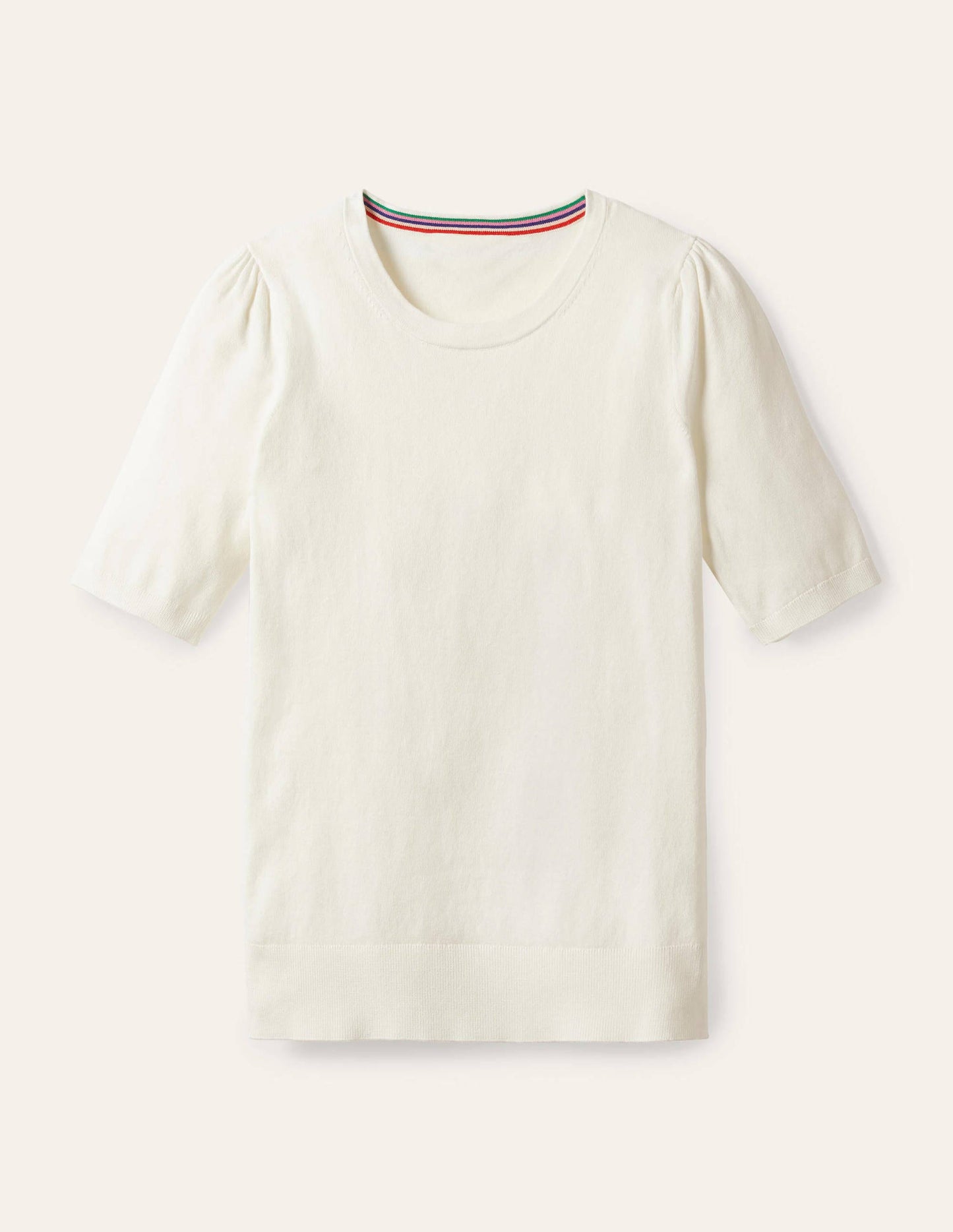 Cotton Crew Knitted Top-Ivory