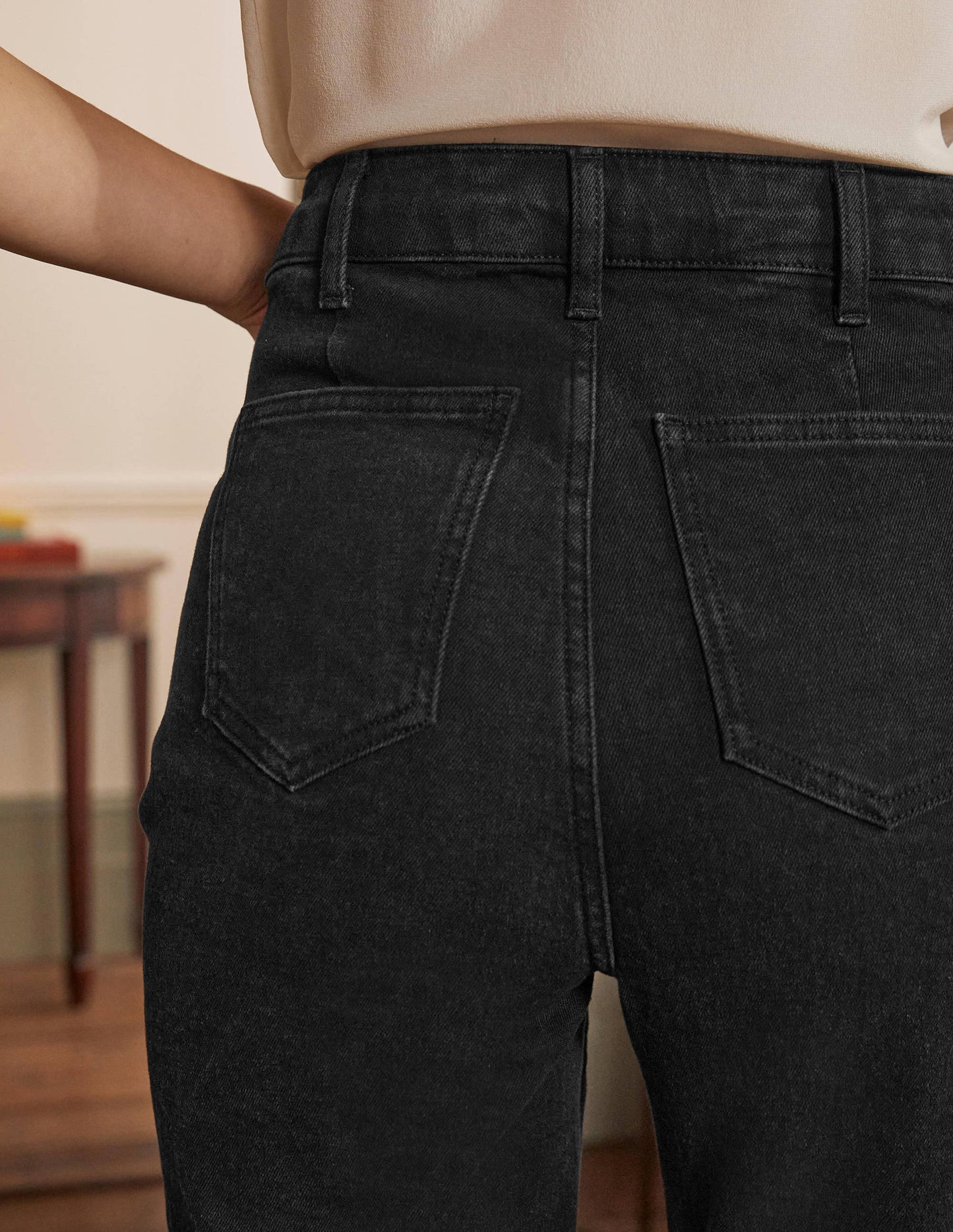 Barrel-Jeans-Gewaschenes Schwarz