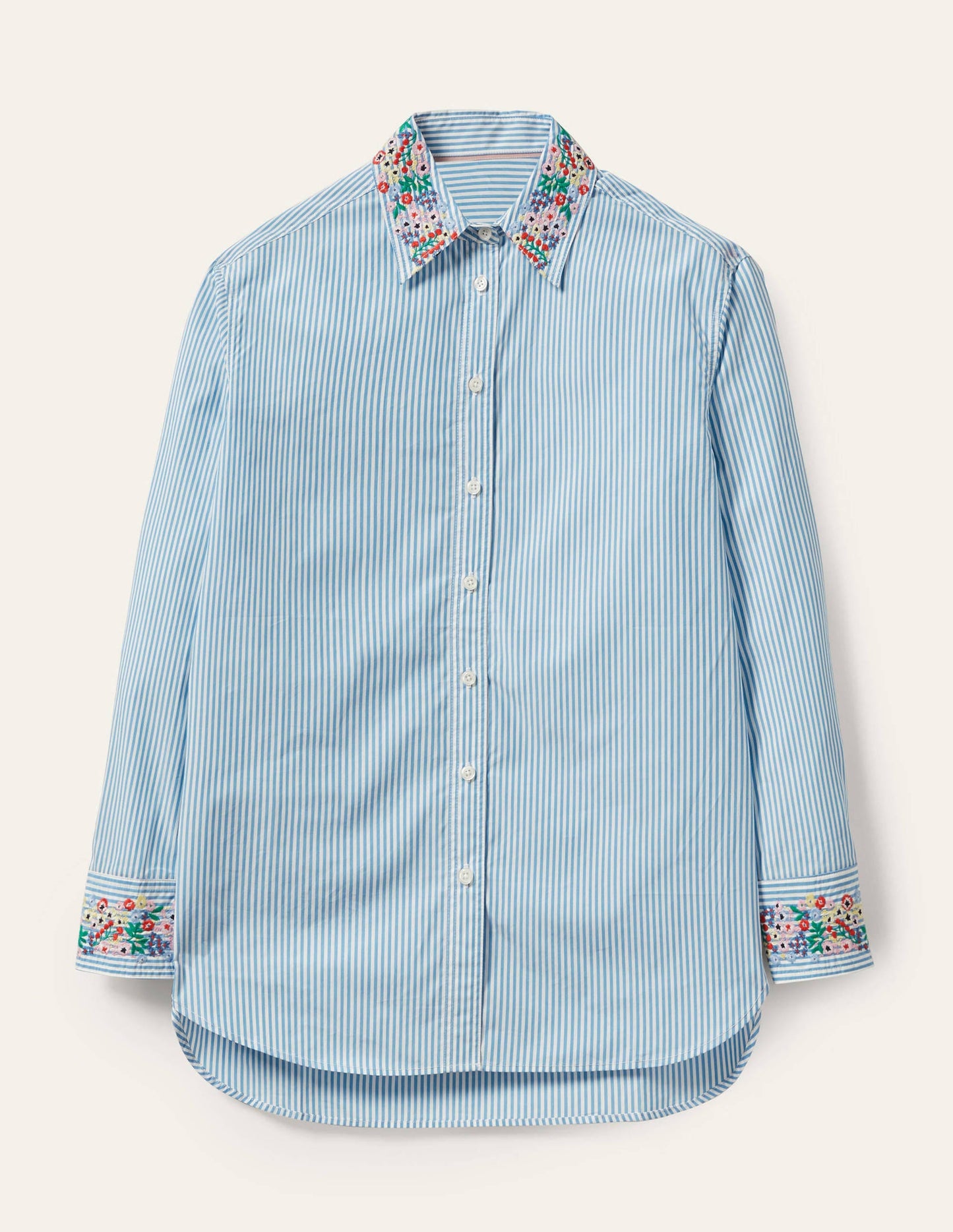 Agnes Oversize-Hemd-Zartes Seeblau, Feine Streifen