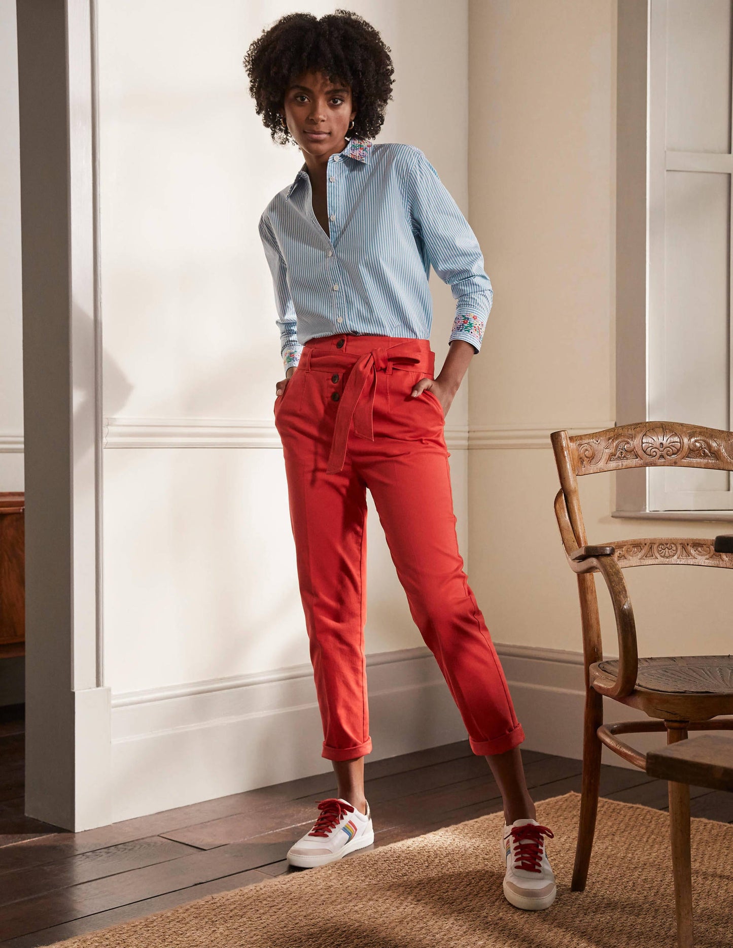 Agnes Oversize-Hemd-Zartes Seeblau, Feine Streifen