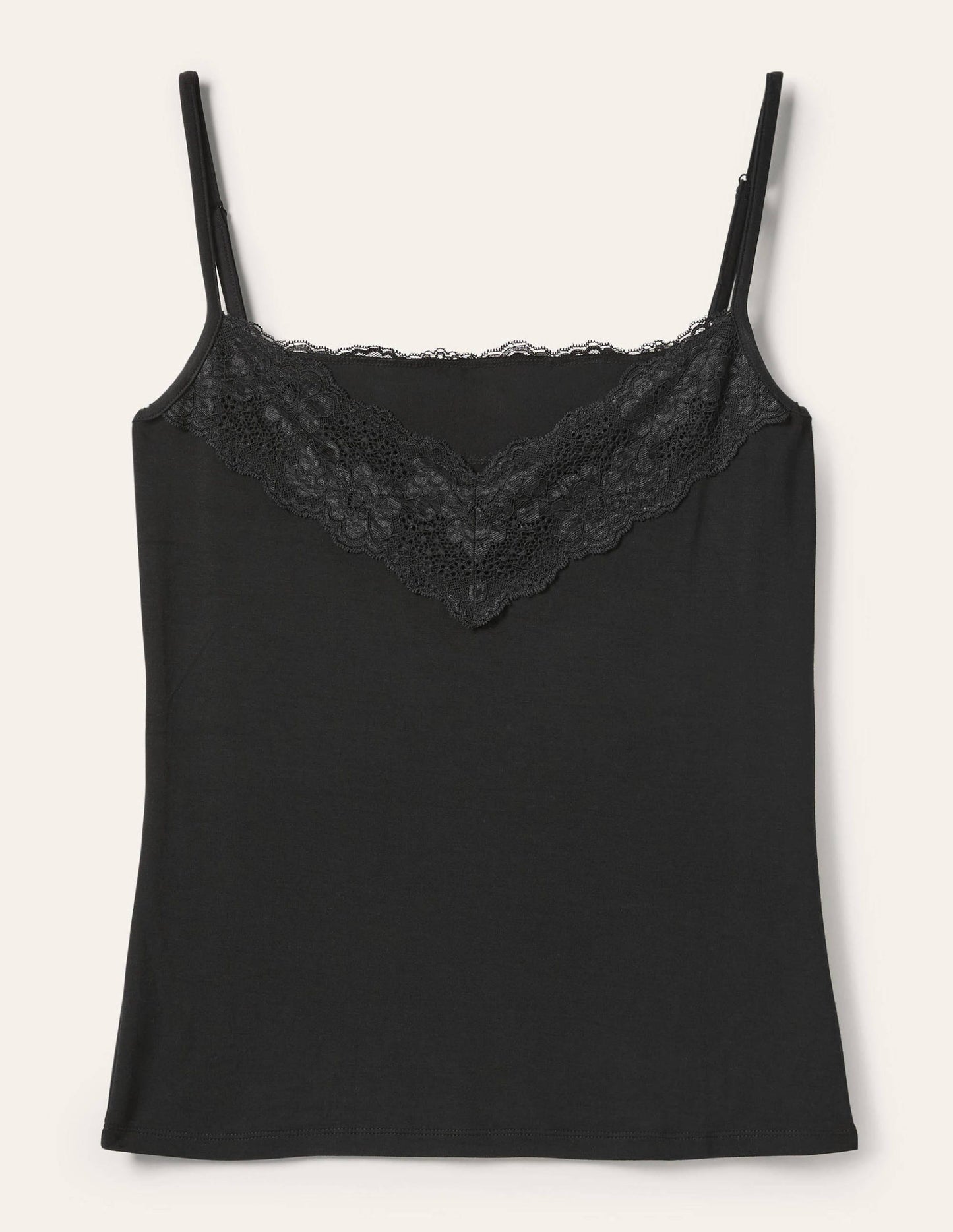 Trägerhemd mit Spitze-Schwarz