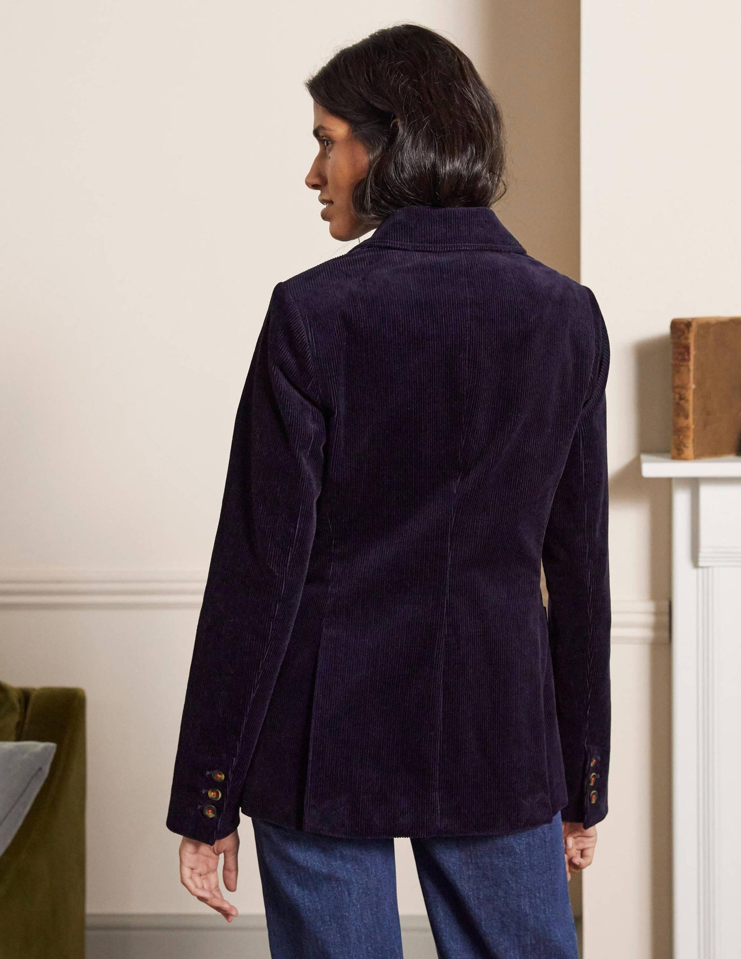 Blazer Victoria en velours côtelé-Bleu marine