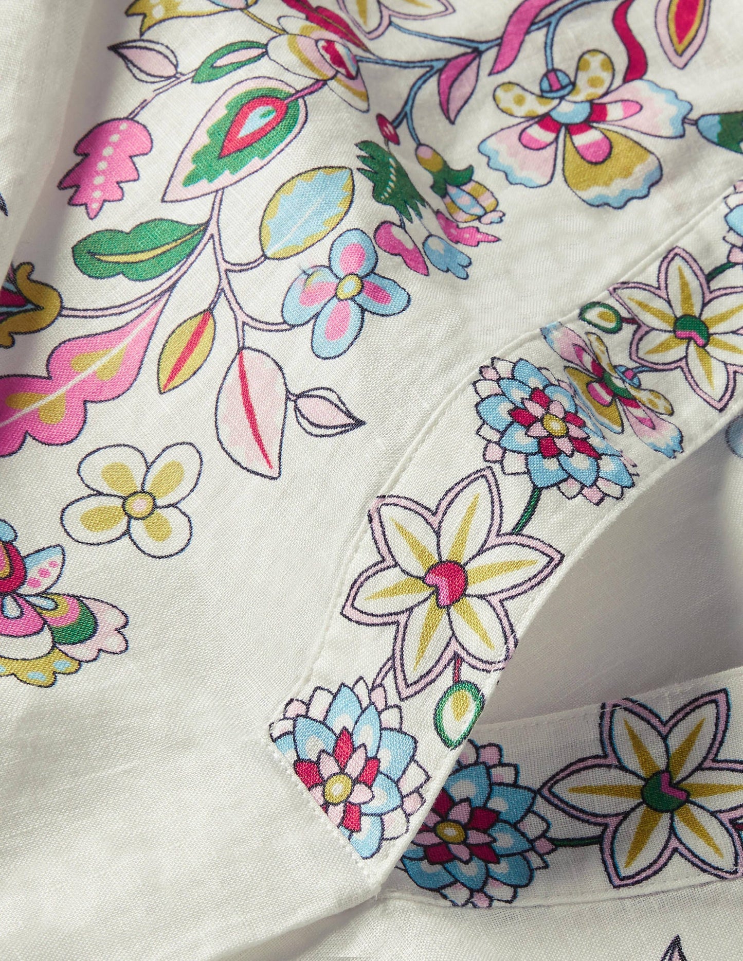 Hannah Leinenhemd-Naturweiß, Kaleidoskop-Blumenmuster