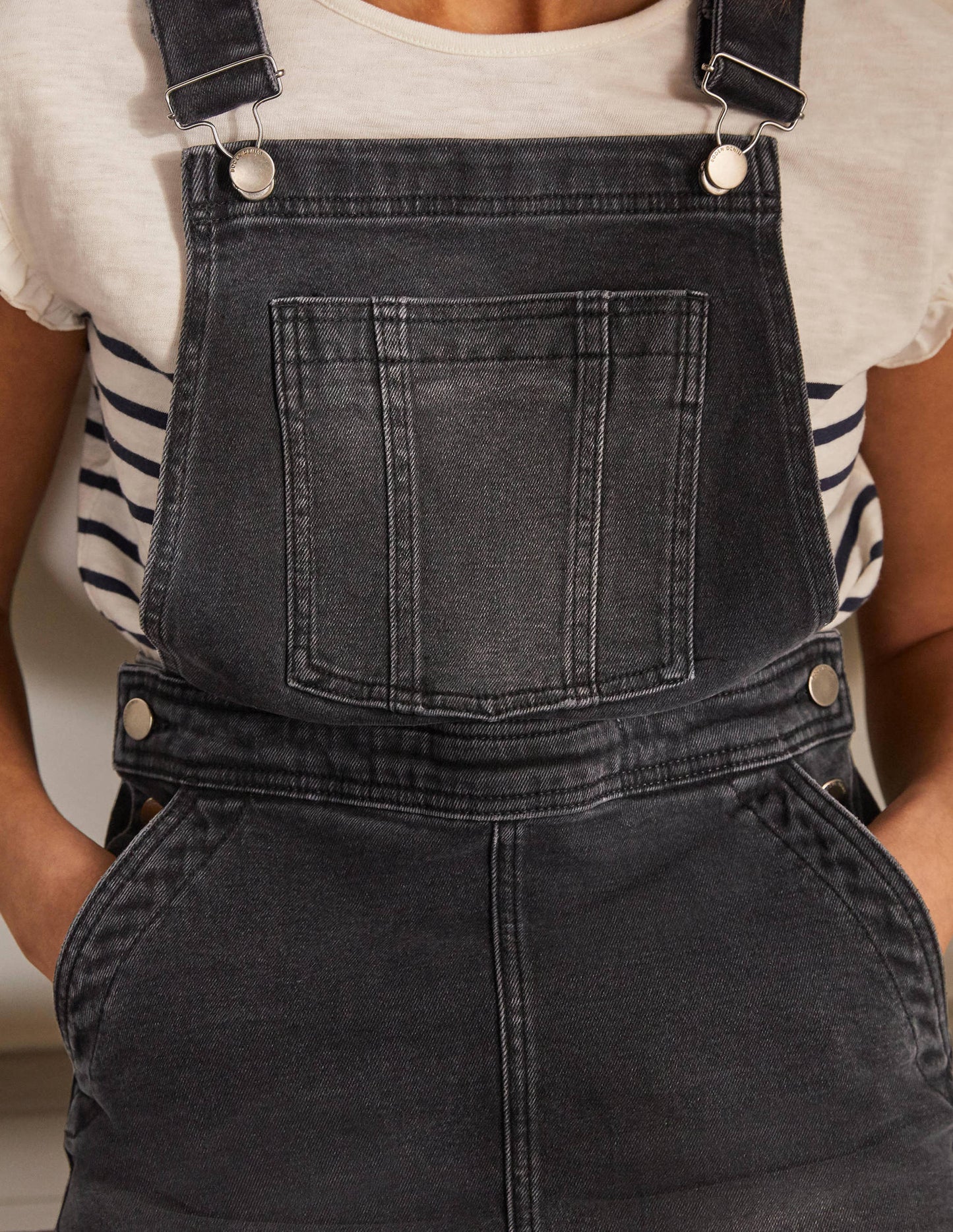 Easy Dungaree Dress-Washed Black