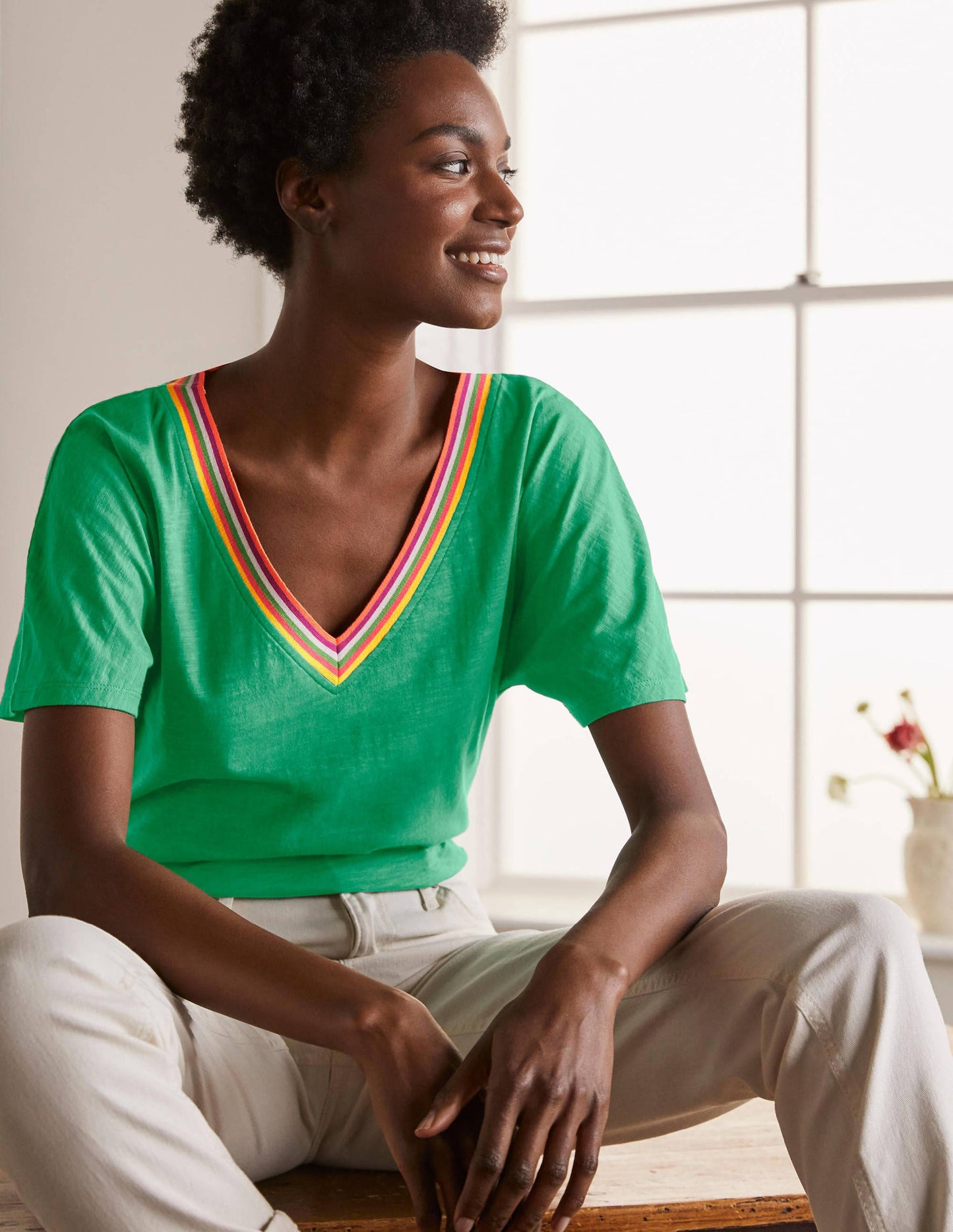 Top Beatrice en jersey-Vert feuille