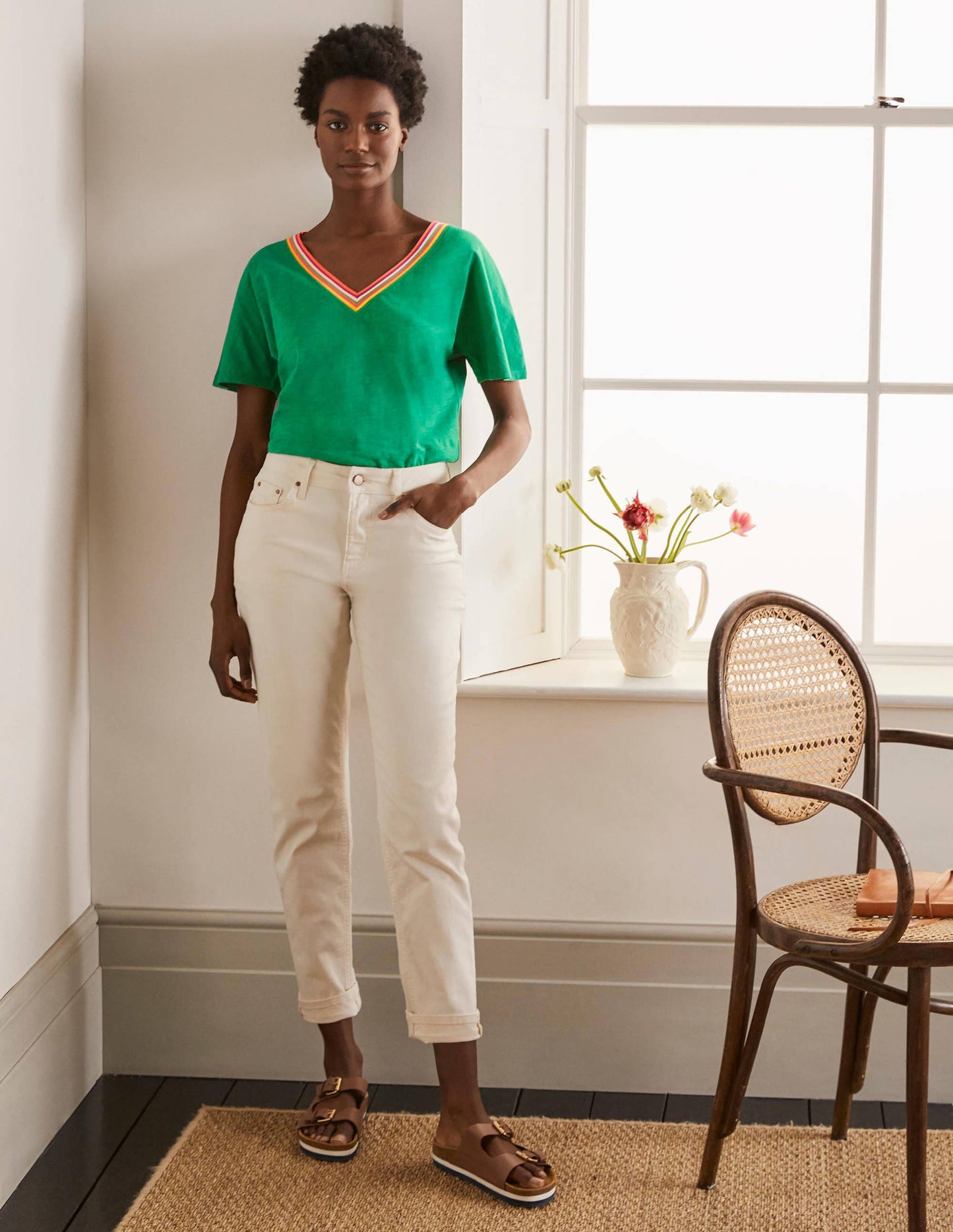 Top Beatrice en jersey-Vert feuille