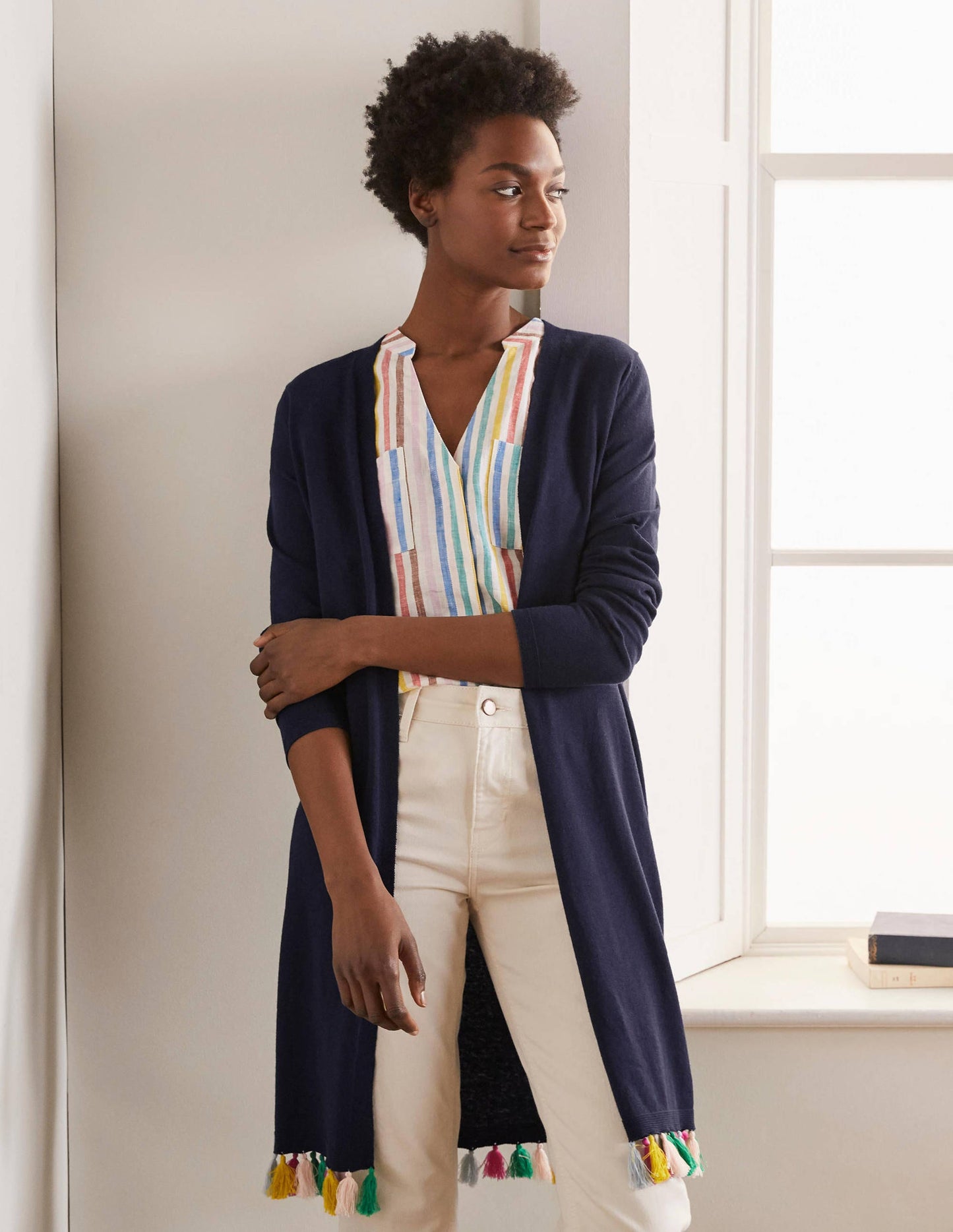 Elsdon Cardigan mit Quasten-Marineblau