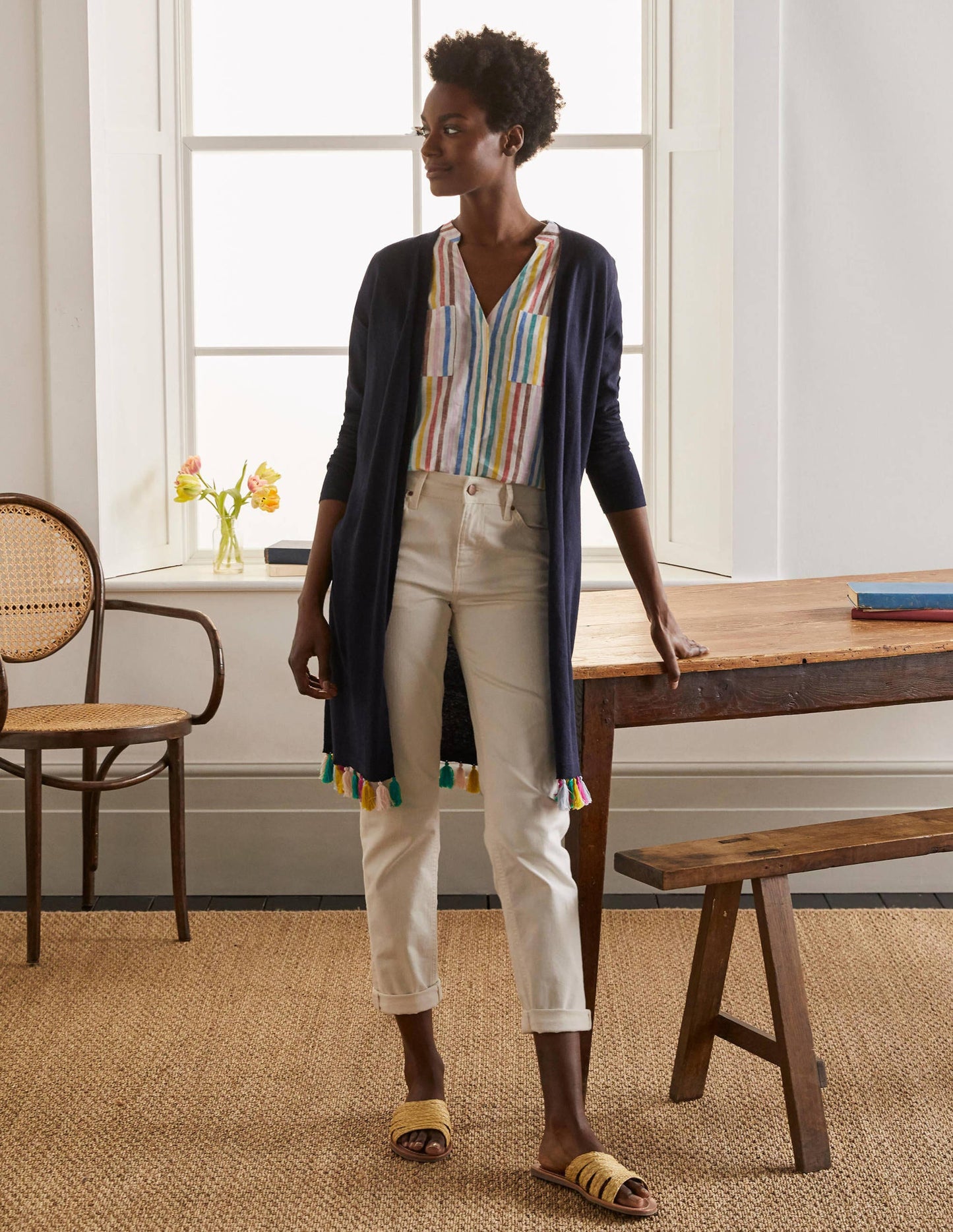 Elsdon Cardigan mit Quasten-Marineblau