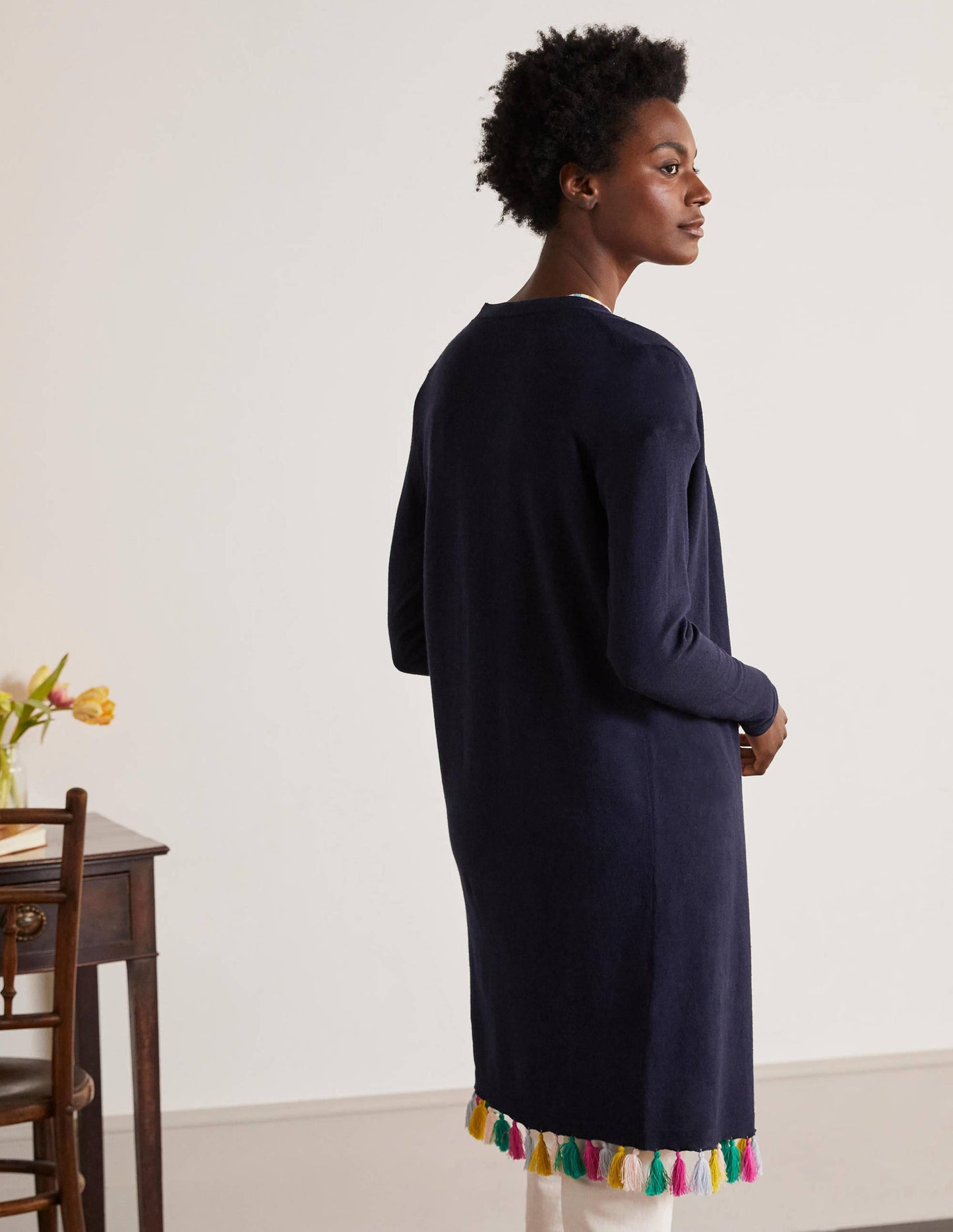 Elsdon Cardigan mit Quasten-Marineblau