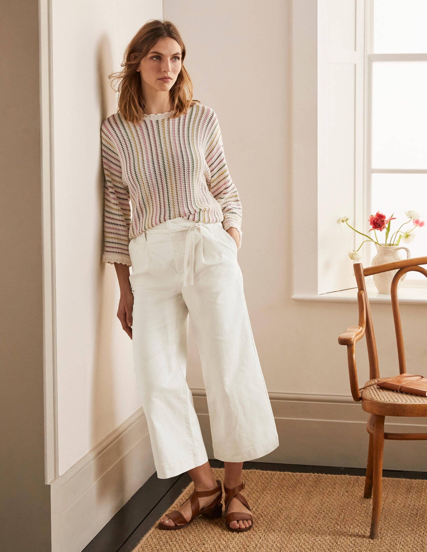 Culotte mit weitem Bein-Ecru
