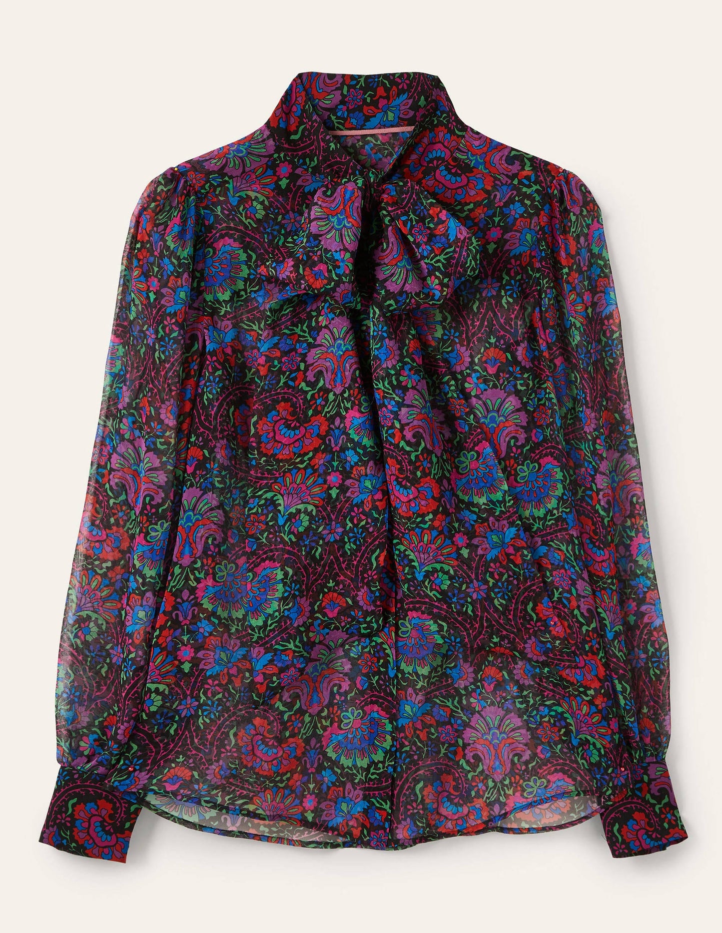 Rosaline Seidenbluse-Französisches Navy, Üppige Blüten